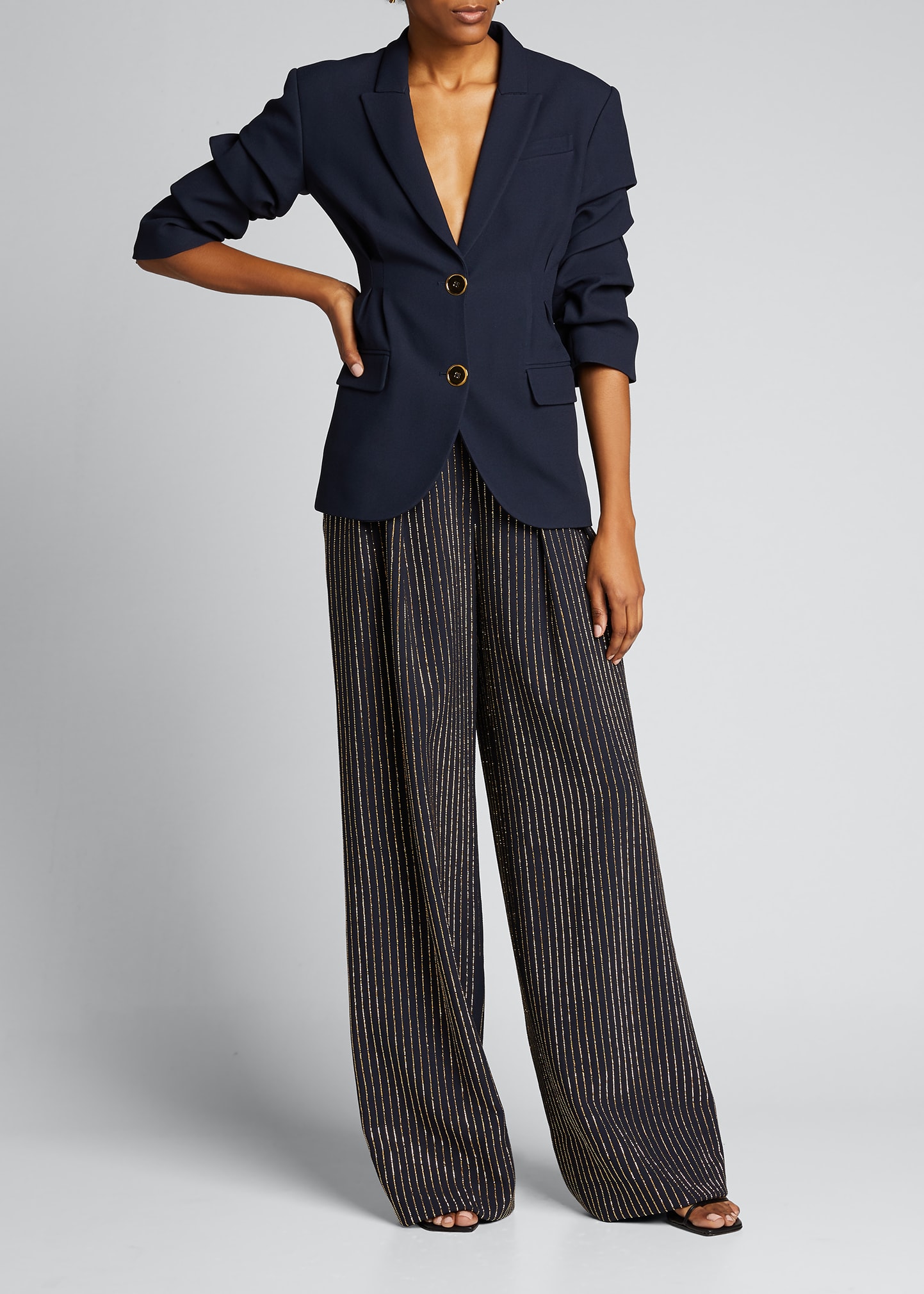 Michael Kors Collection Crystal Pinstripe Wide-Leg Pants - Bergdorf Goodman