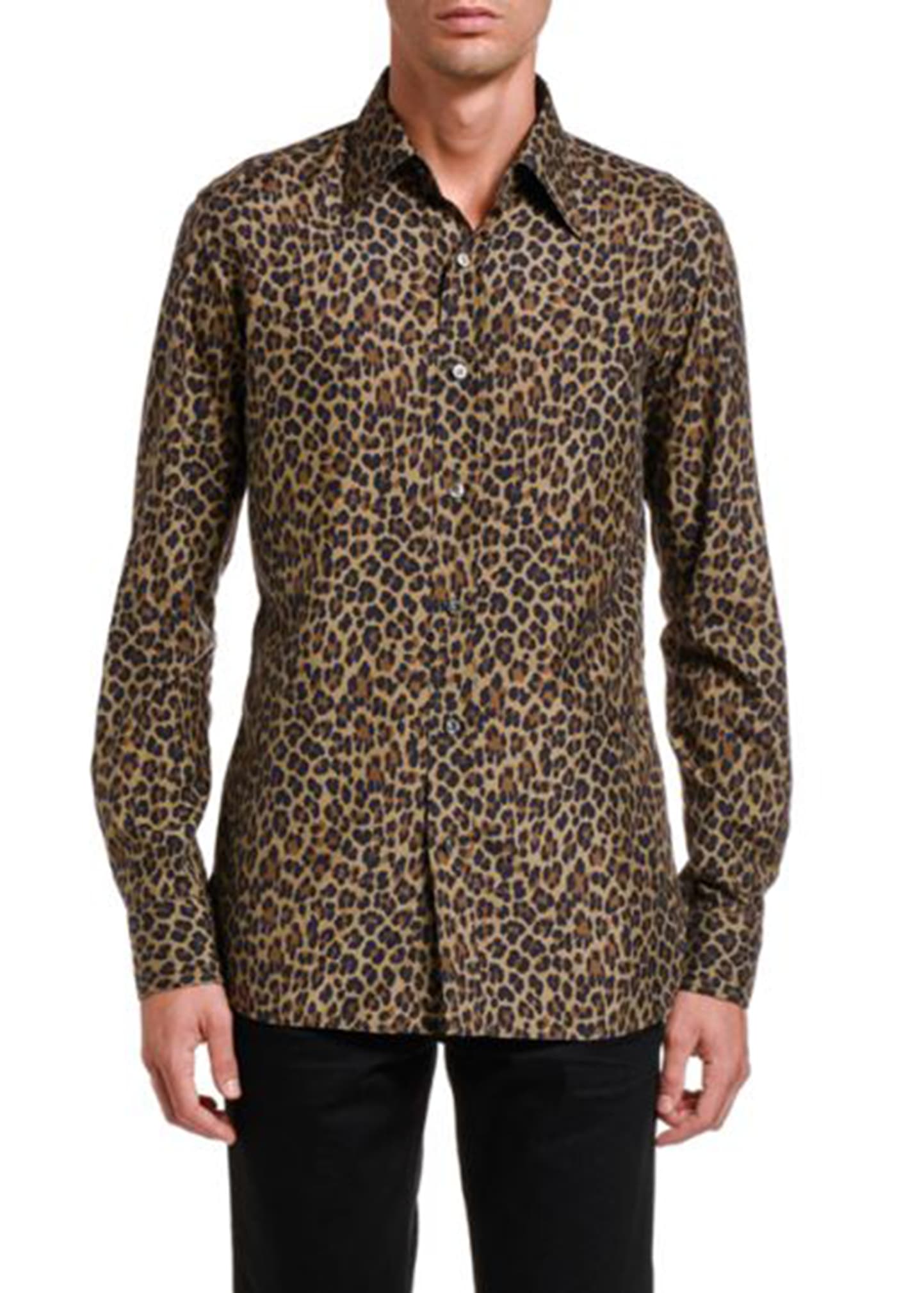 TOM FORD トムフォード　レオパード柄　シルクシャツ　43 3419501_m