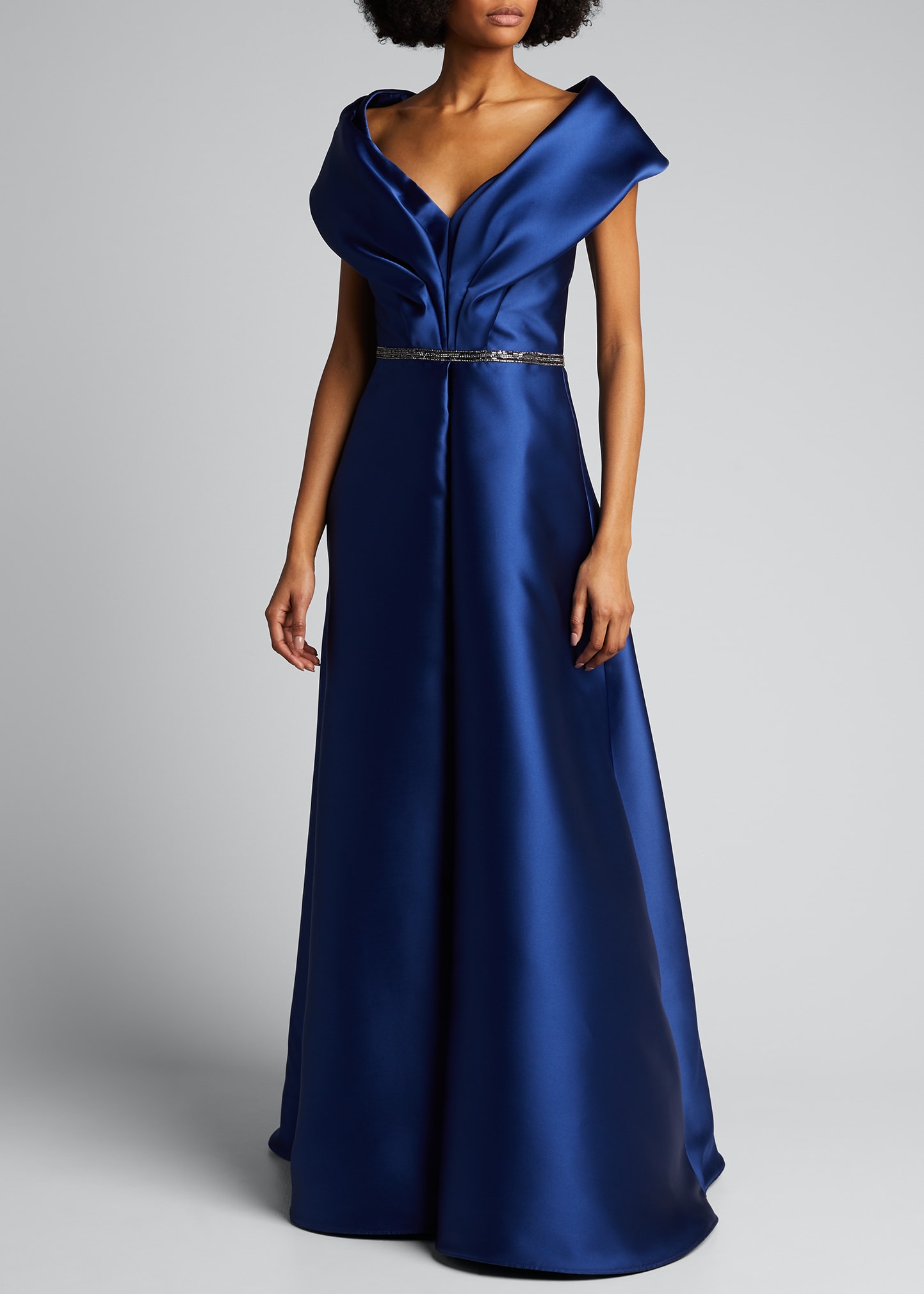 blue dress for baby girl AIDAN MATTOX MD1E206127 PORTRAIT COLLAR GOWN