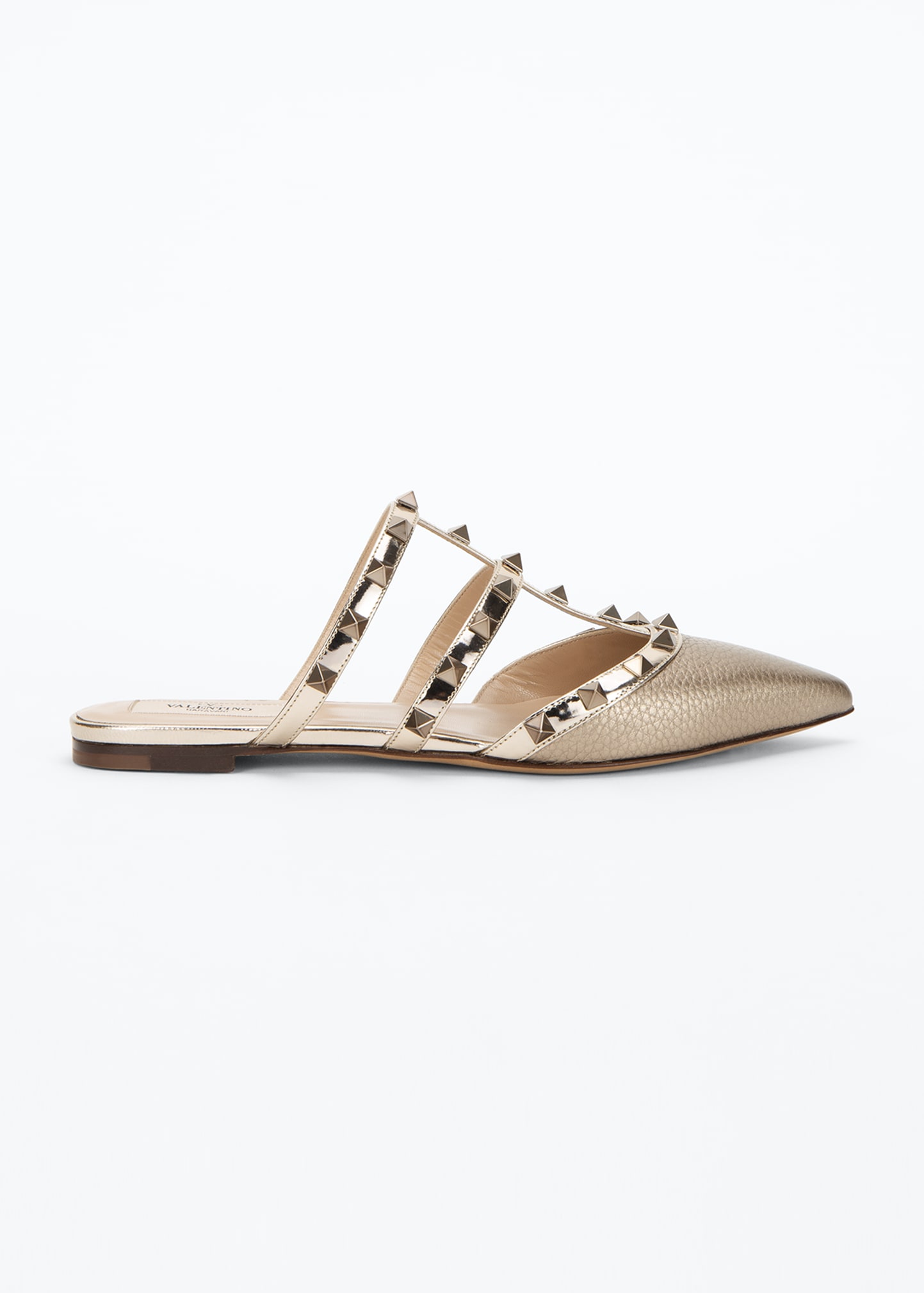 metallic leather mules