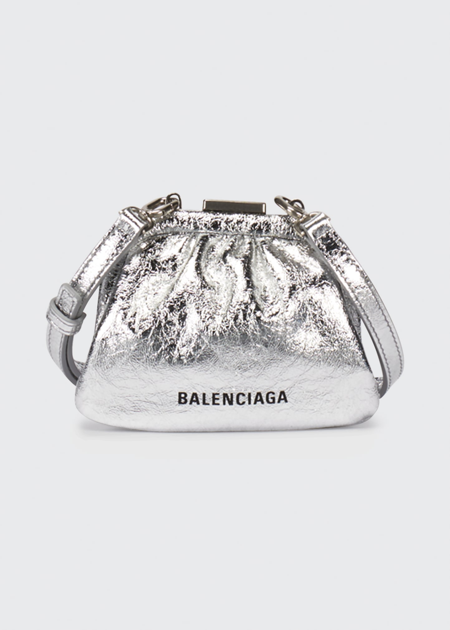 Balenciaga Cloud Mini Metallic Coin Purse with Strap