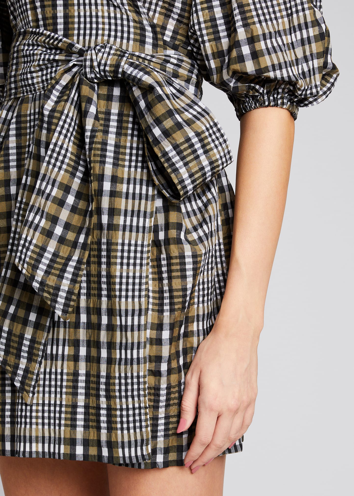 ganni seersucker check mini dress Ganni Checked Seersucker Mini Dress In Blue - 54% Off