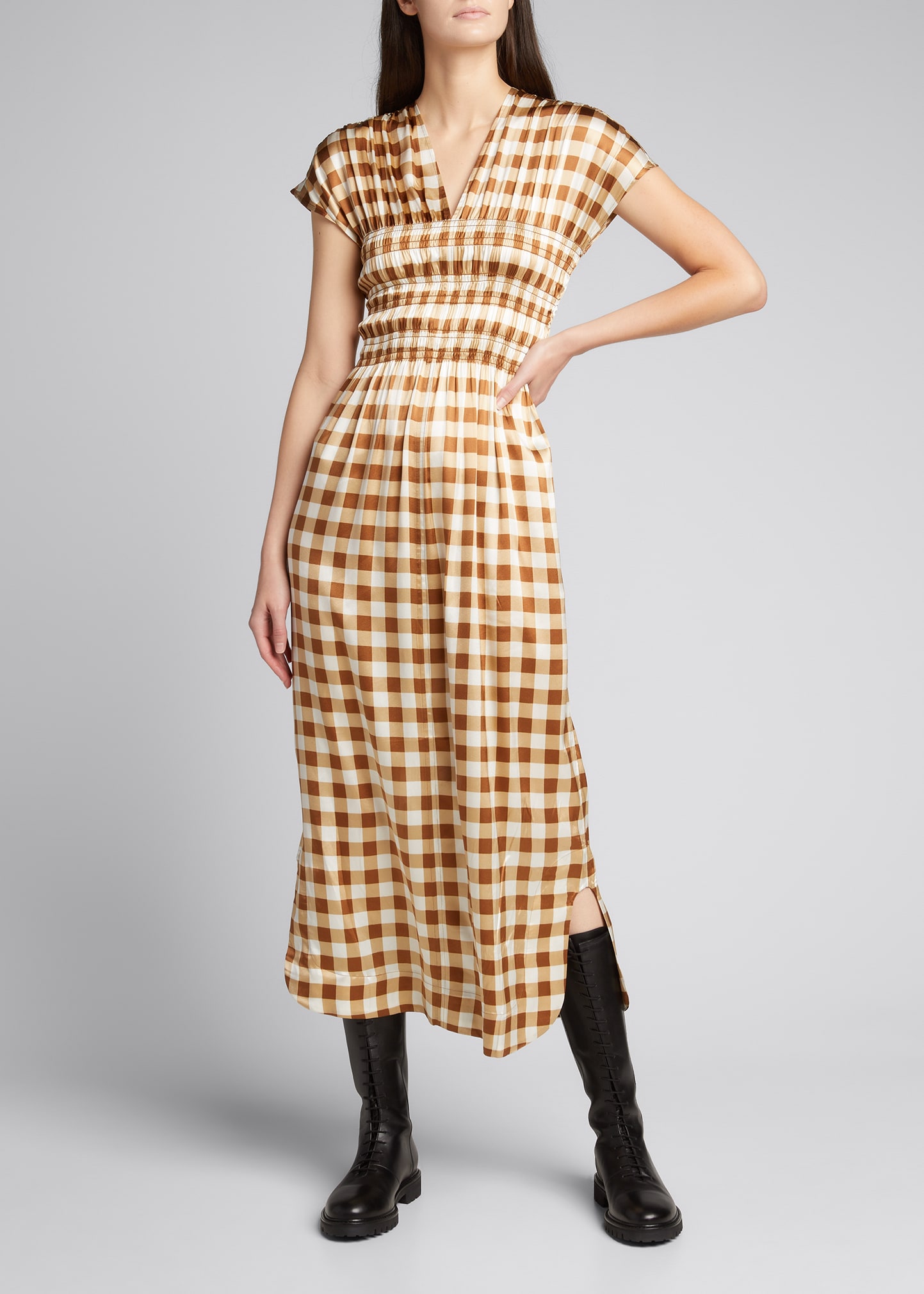 ganni maple silk dress Ganni + Maple Silk Maxi Dress in Multi