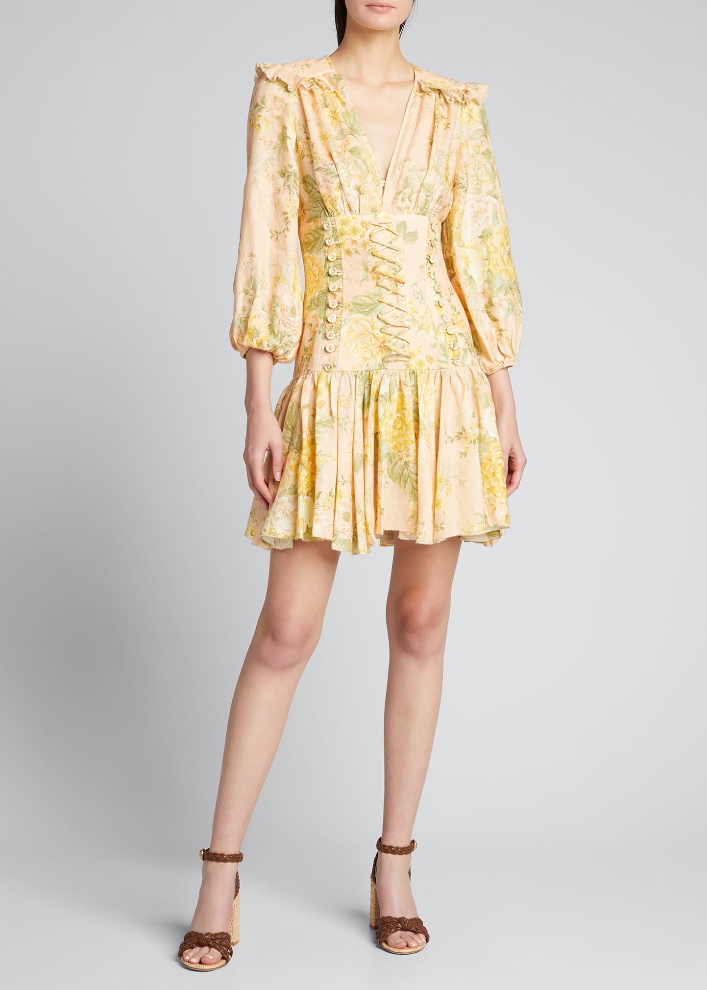 zimmermann amelie corset dress Zimmermann Amelie Corset Dress in Peach Floral