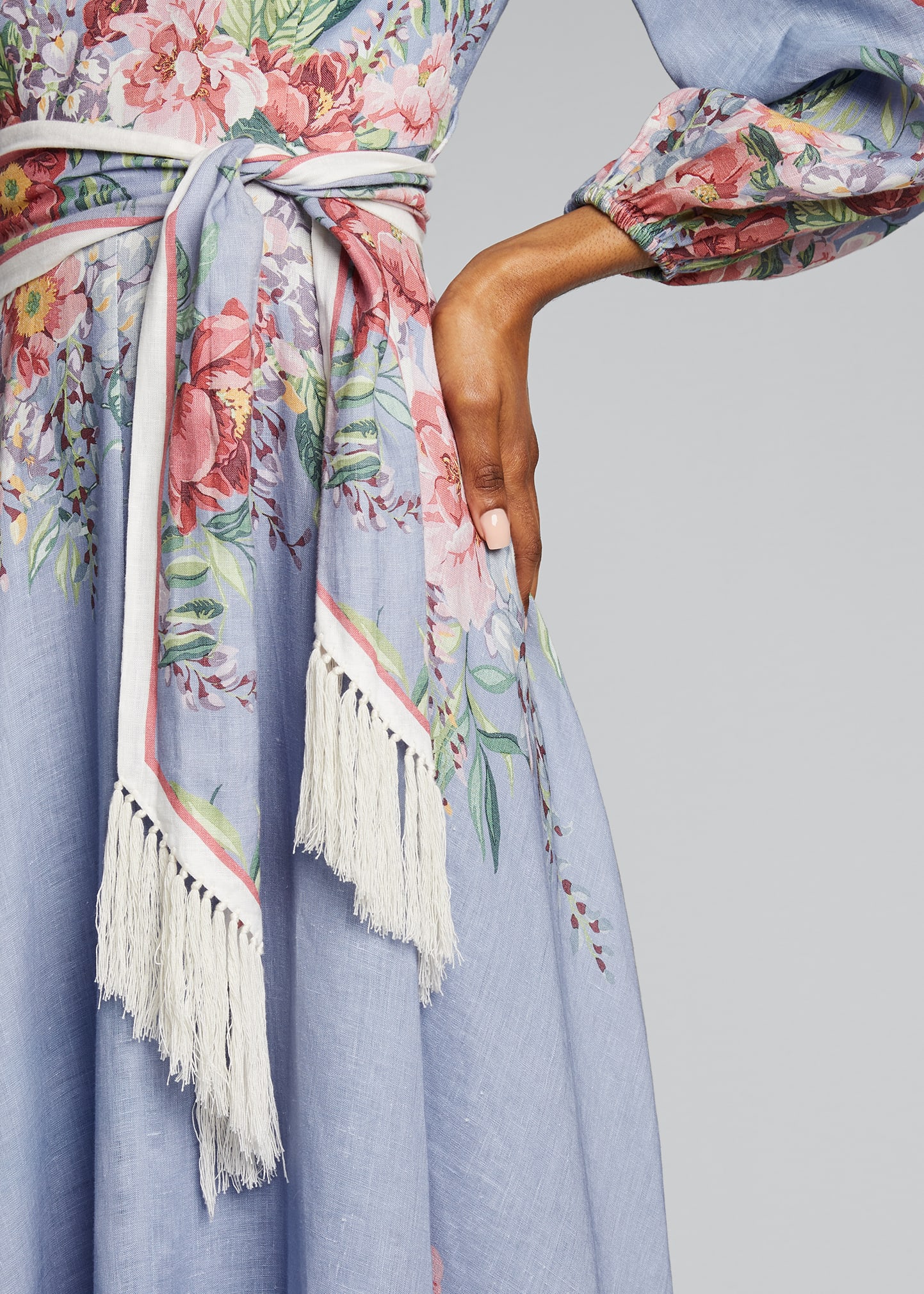Zimmermann Bellitude Long-Sleeve Floral Linen Dress - Bergdorf Goodman