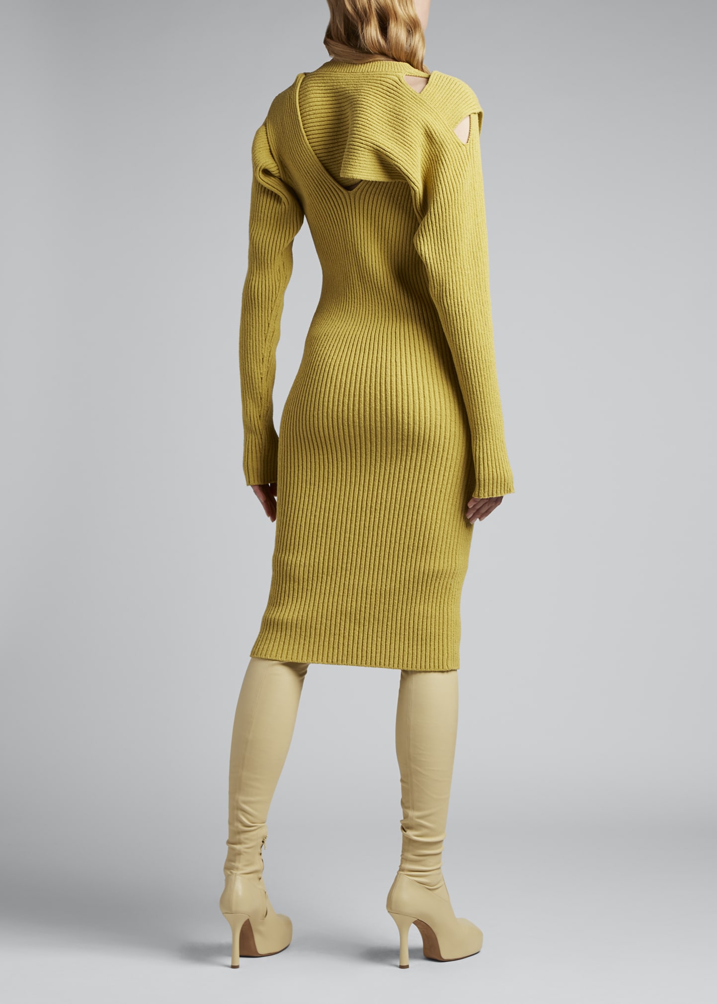 Bottega Veneta Long-Sleeve Ribbed Knit Sweater Dress - Bergdorf Goodman