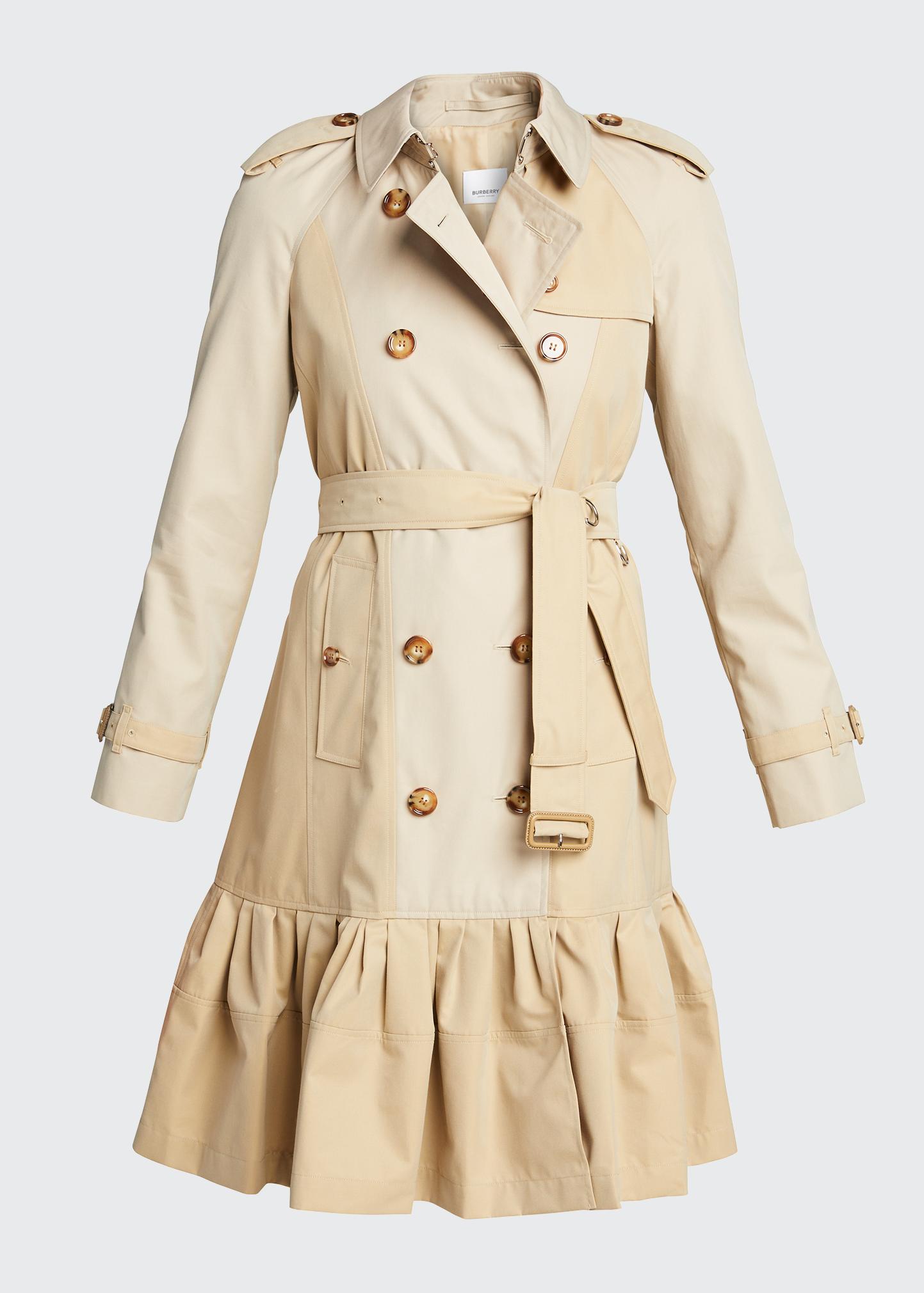 Burberry Clayhall Ruffled Gabardine Trench Coat - Bergdorf Goodman