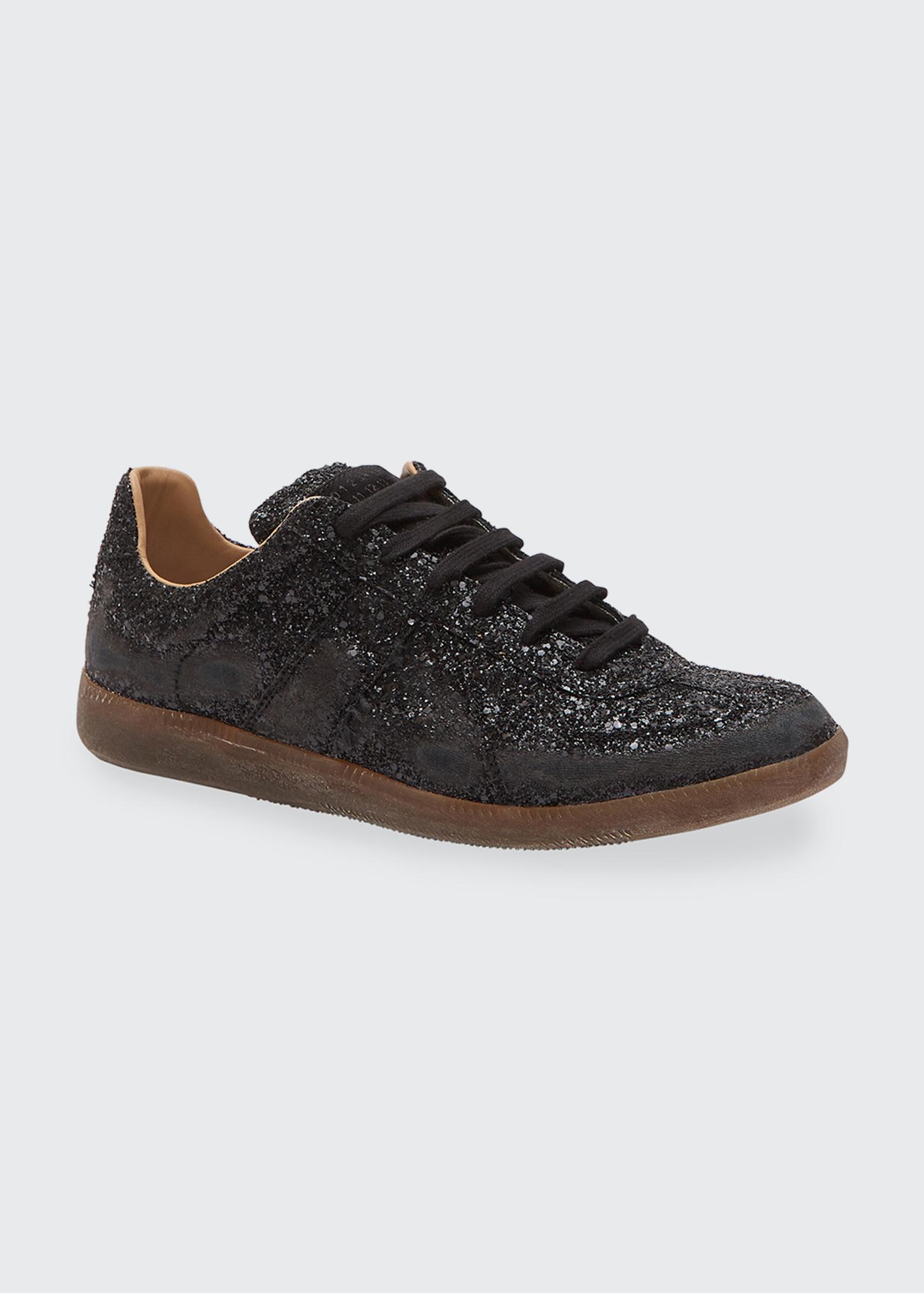 Maison Margiela Men's Replica Laminated Glitter Sneakers