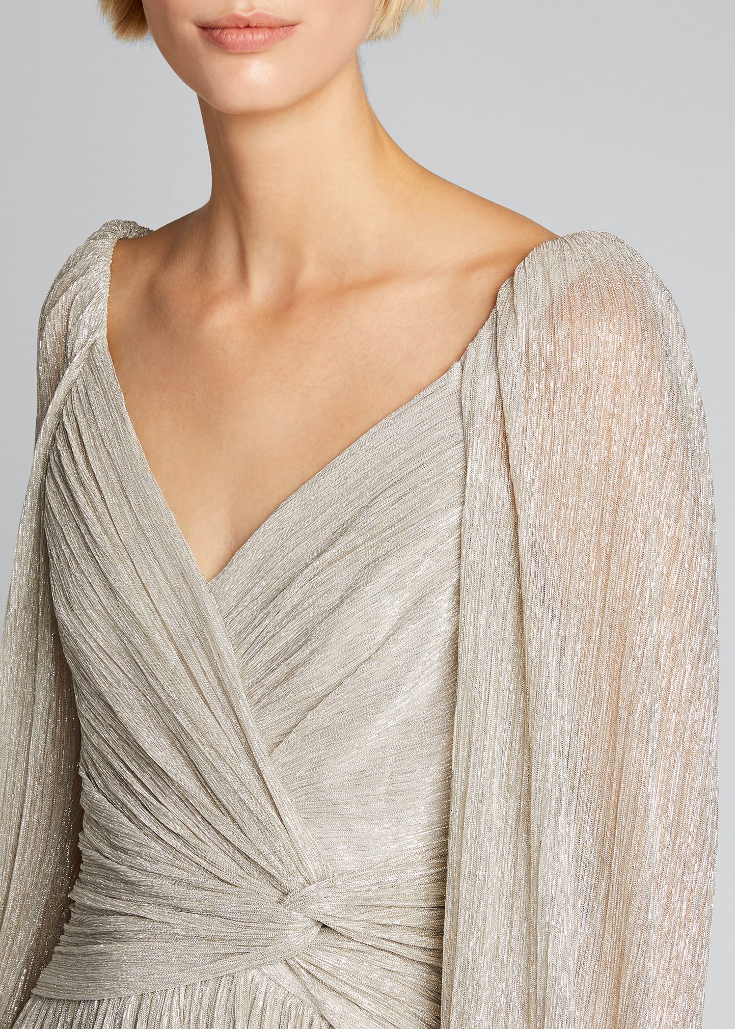 chinese dress ladies Jonathan Simkhai Plisse Lame Gown Silver Size Medium Sleeveless Maxi D –  Celebrity Owned main image 0