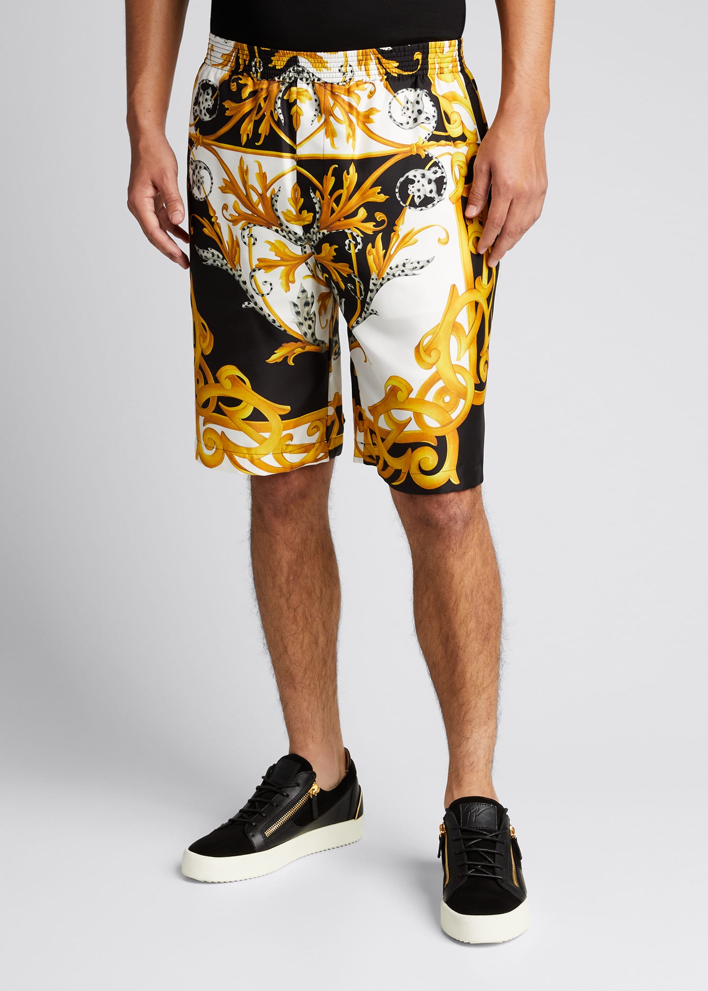 Versace Men's Baroque Silk Shorts - Bergdorf Goodman