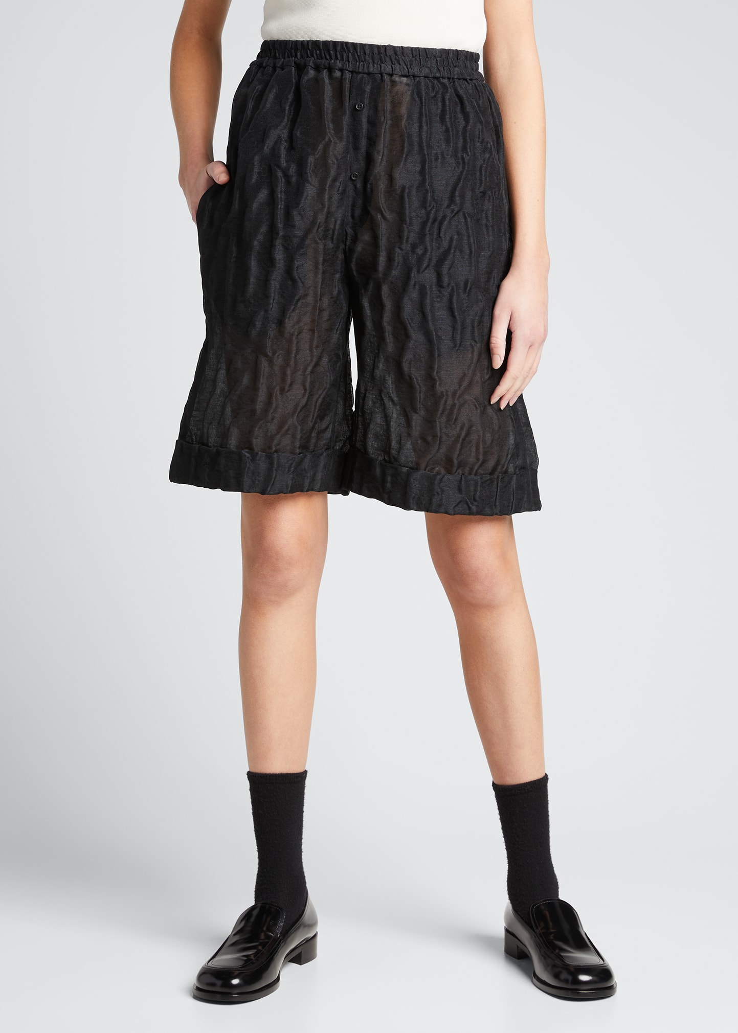 Cecilie Bahnsen High-Waist Linen-Blend Boyfriend Shorts - Bergdorf