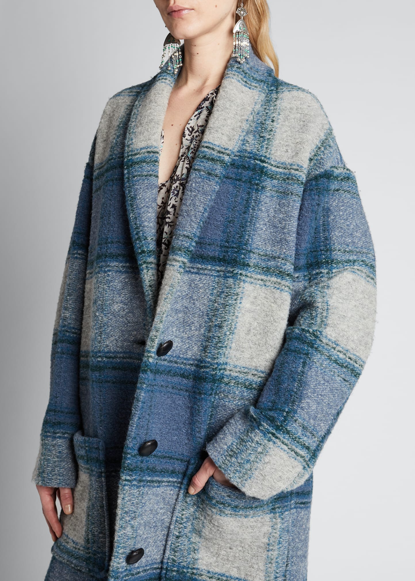 Etoile Isabel Marant Elayo Plaid Long Coat - Bergdorf Goodman