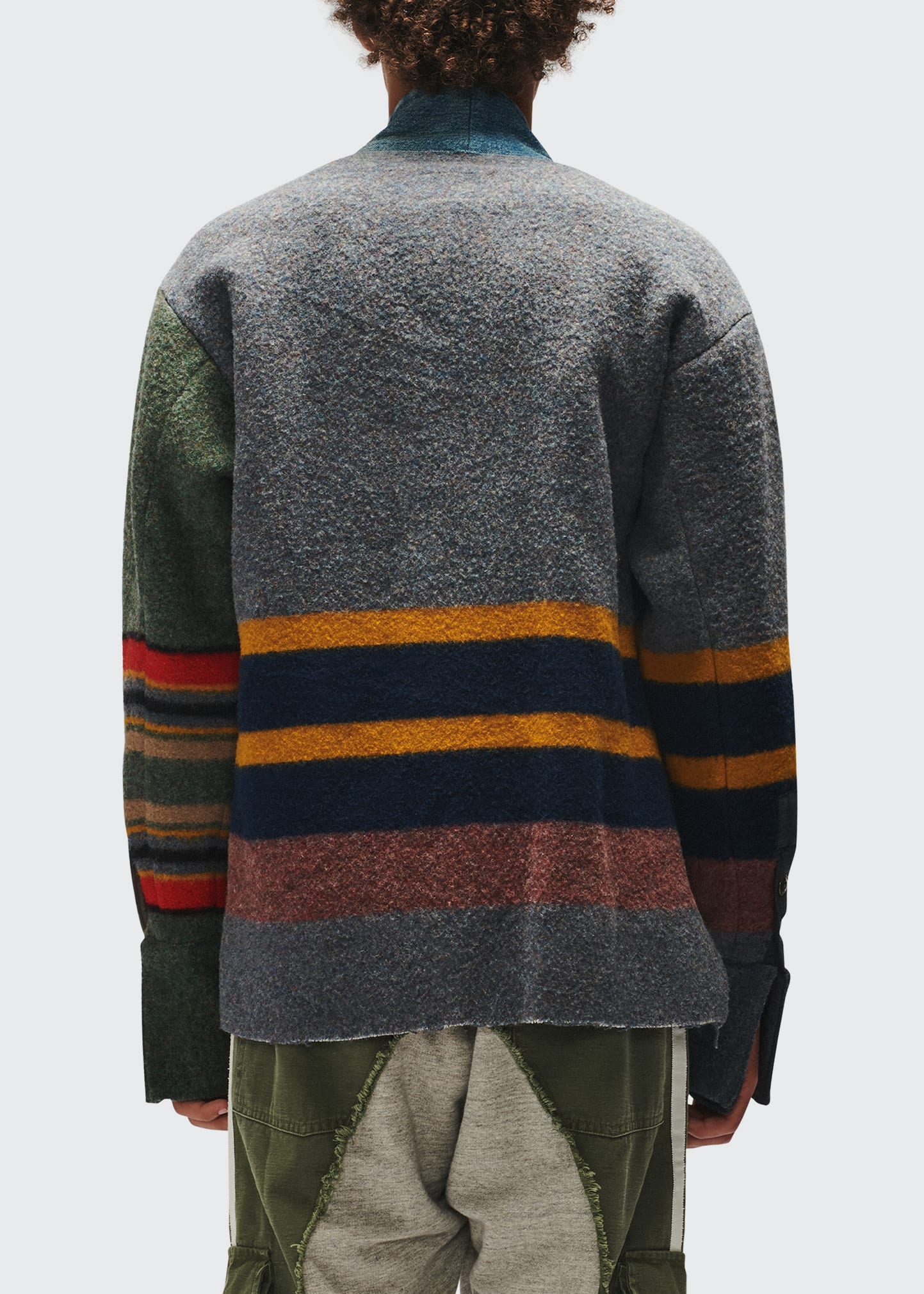 Greg Lauren Men's Multi-Stripe Wool/Denim Kimono Jacket - Bergdorf