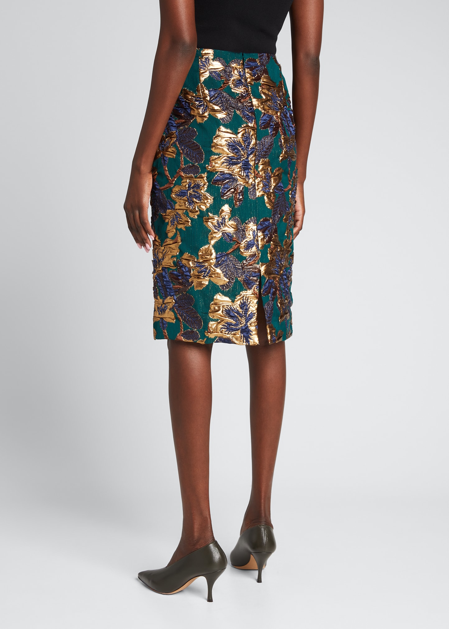 Dries Van Noten Floral Metallic Jacquard Pencil Skirt - Bergdorf