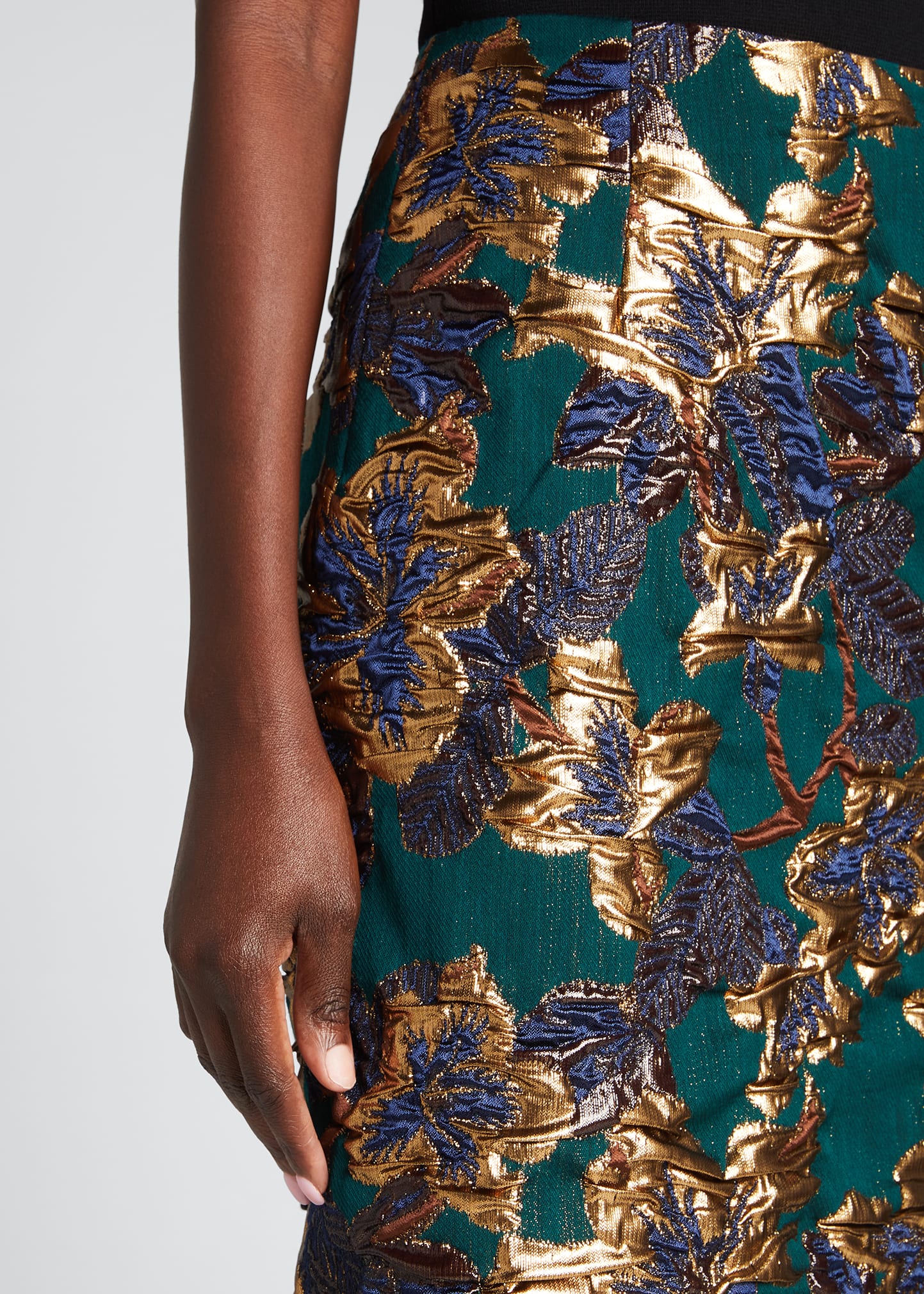 Dries Van Noten Floral Metallic Jacquard Pencil Skirt - Bergdorf