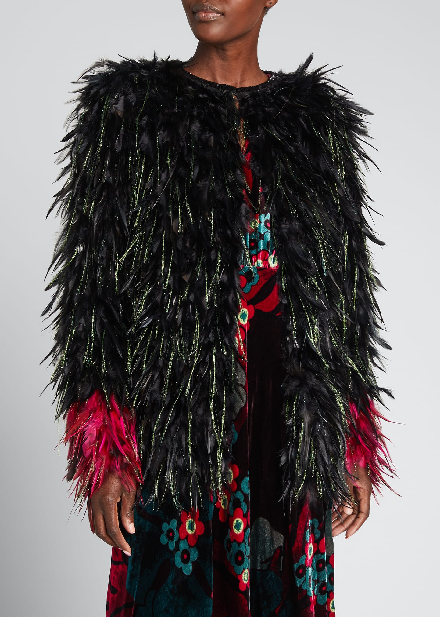 Dries Van Noten Bicolor Feather Jacket - Bergdorf Goodman