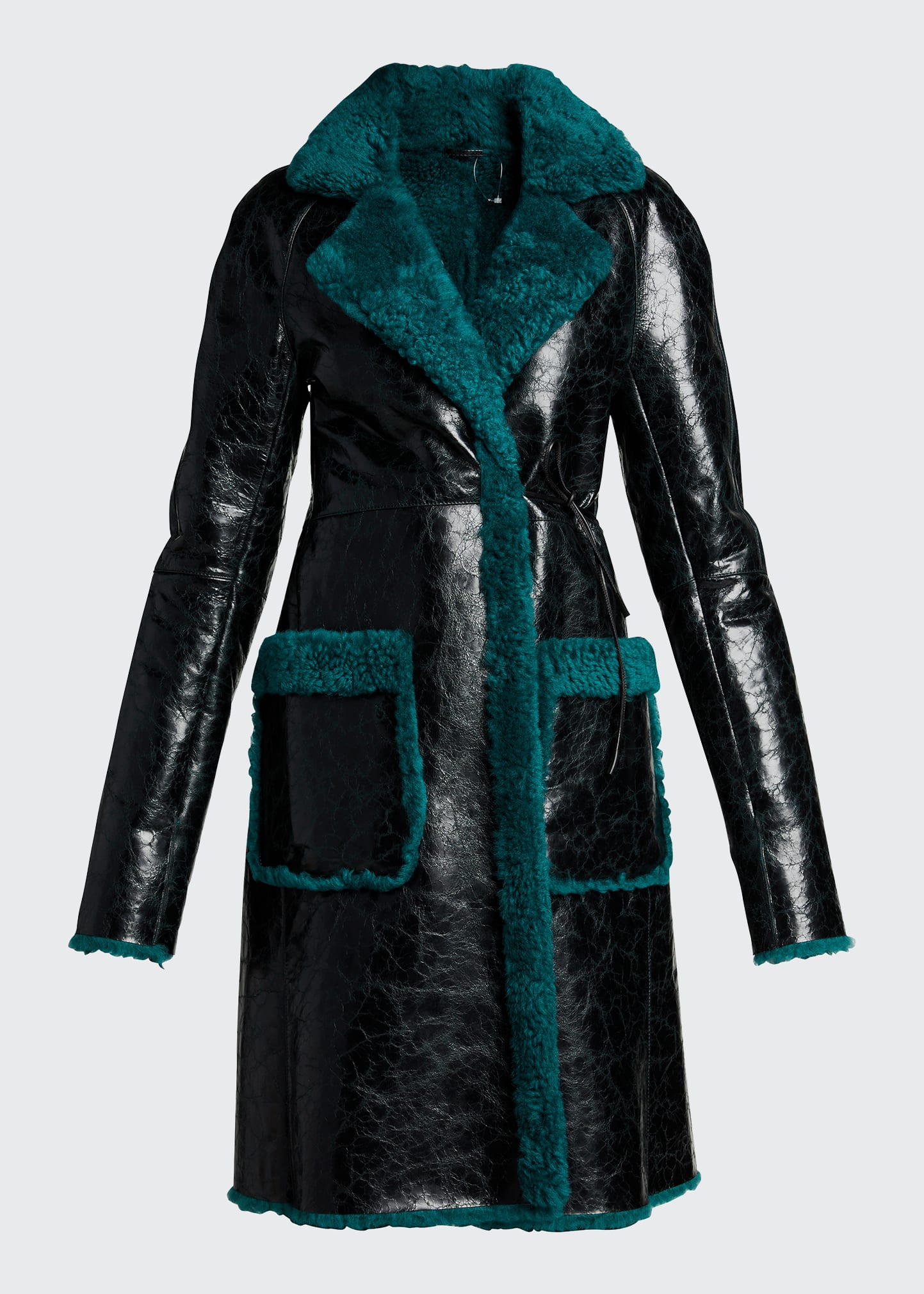 Dries Van Noten Leather Coat w/ Contrast Shearling Trim - Bergdorf