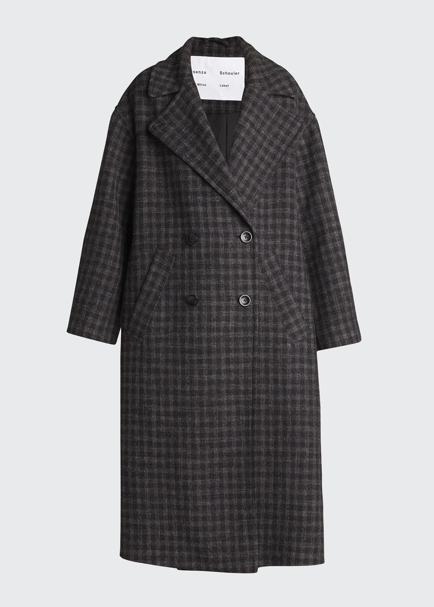 Proenza Schouler White Label Long Plaid Double-Breasted Coat