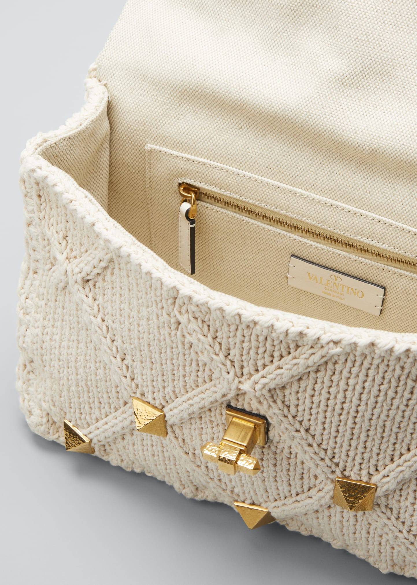 Valentino Garavani Roman Stud Knit Top Handle Bag - Bergdorf