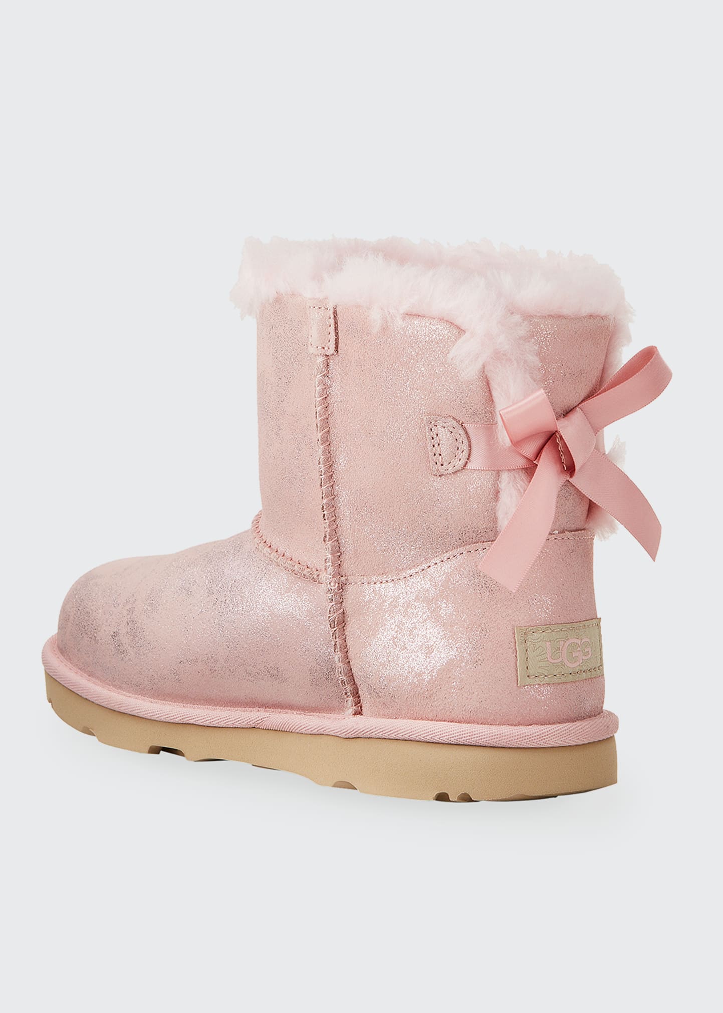 UGG Girl's Mini Bailey Bow II Metallic Suede Boots, Kids