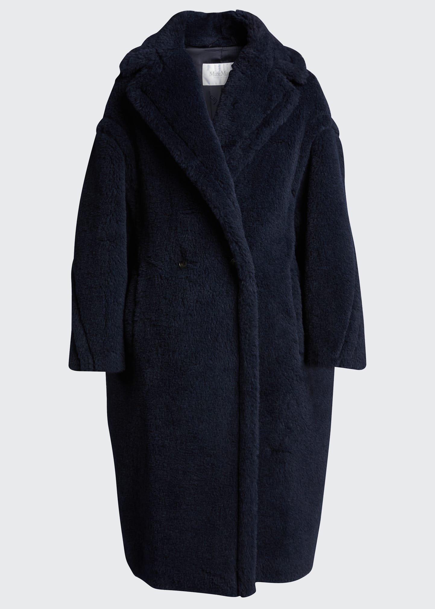 Max Mara Double-Breasted Teddy Coat, Navy - Bergdorf Goodman