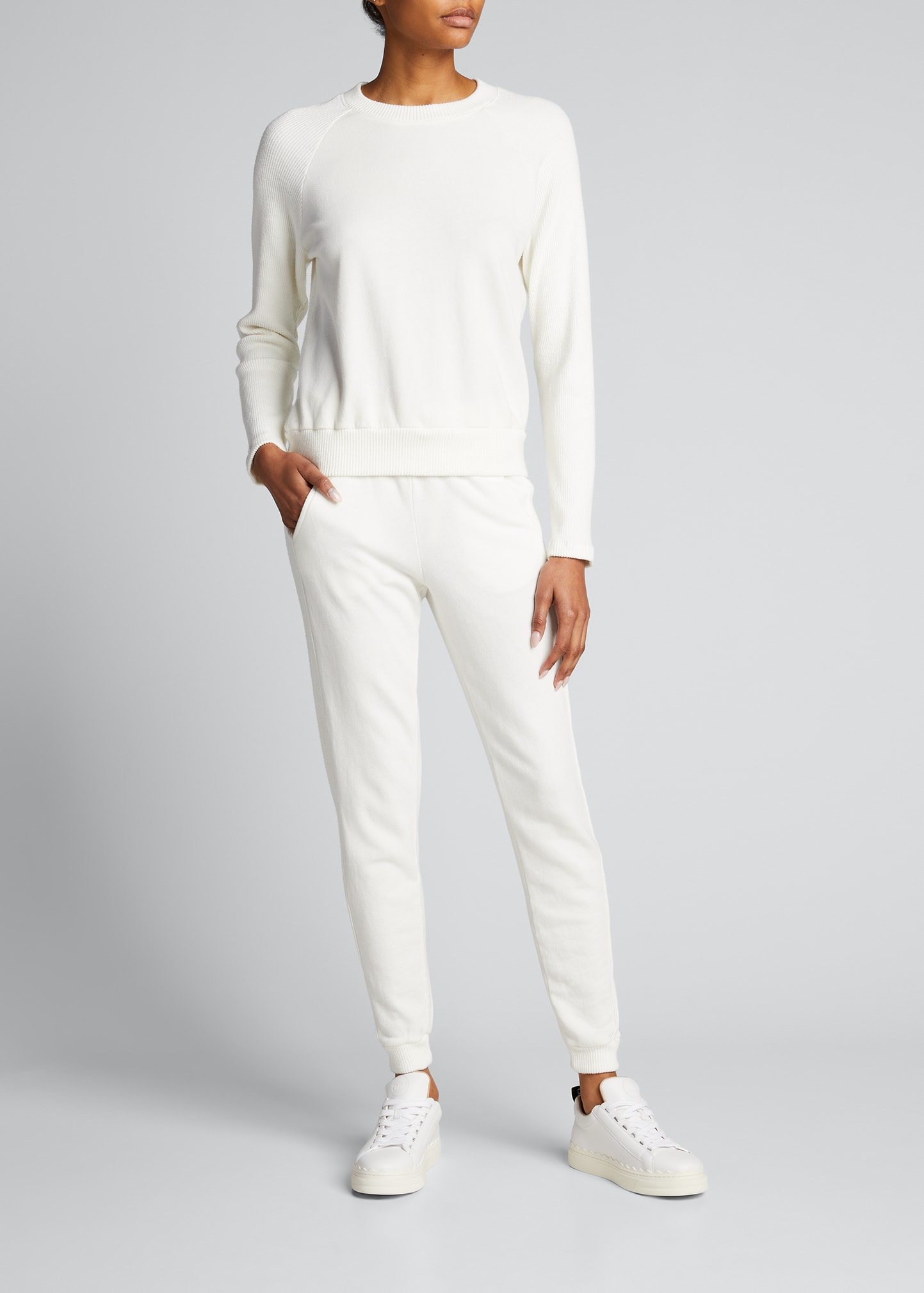 Monrow Rib Mix Stitched Elastic Jogger Pants