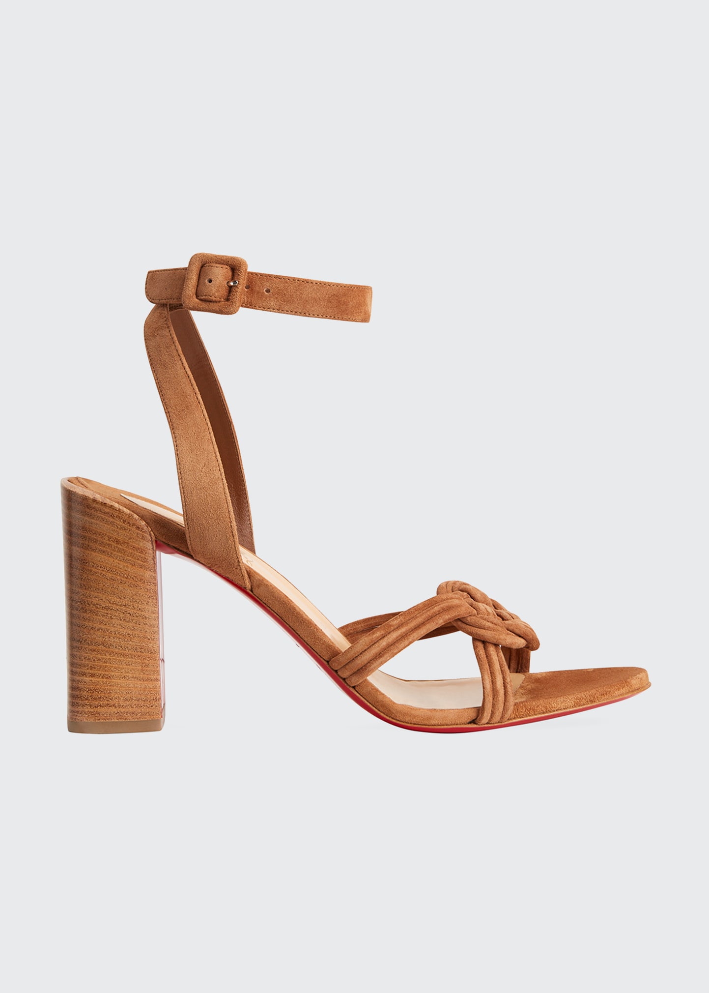Christian Louboutin 85mm Ella Velour Red Sole Ankle-Strap High