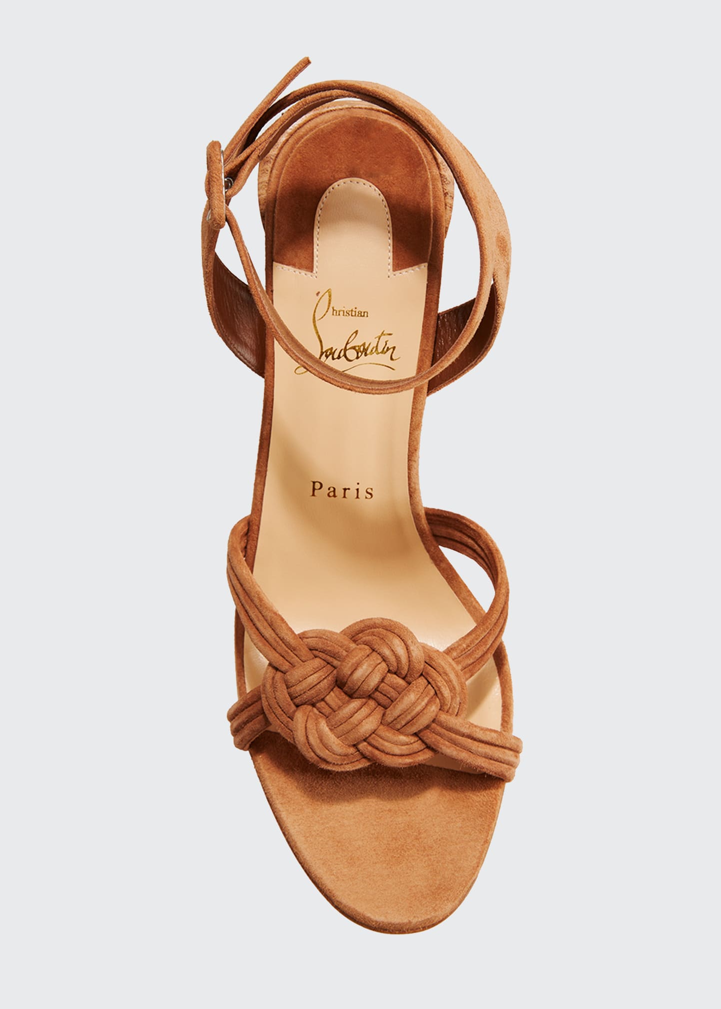 Christian Louboutin 85mm Ella Velour Red Sole Ankle-Strap High