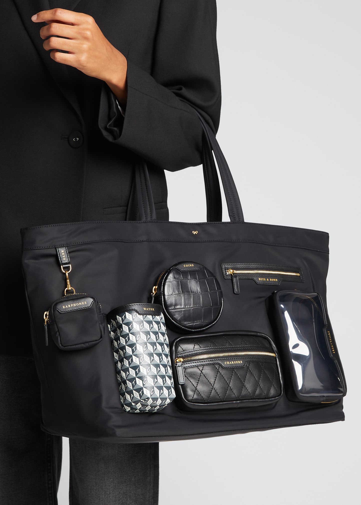 Anya Hindmarch Large Recycled Nylon Multi-Pocket Tote Bag