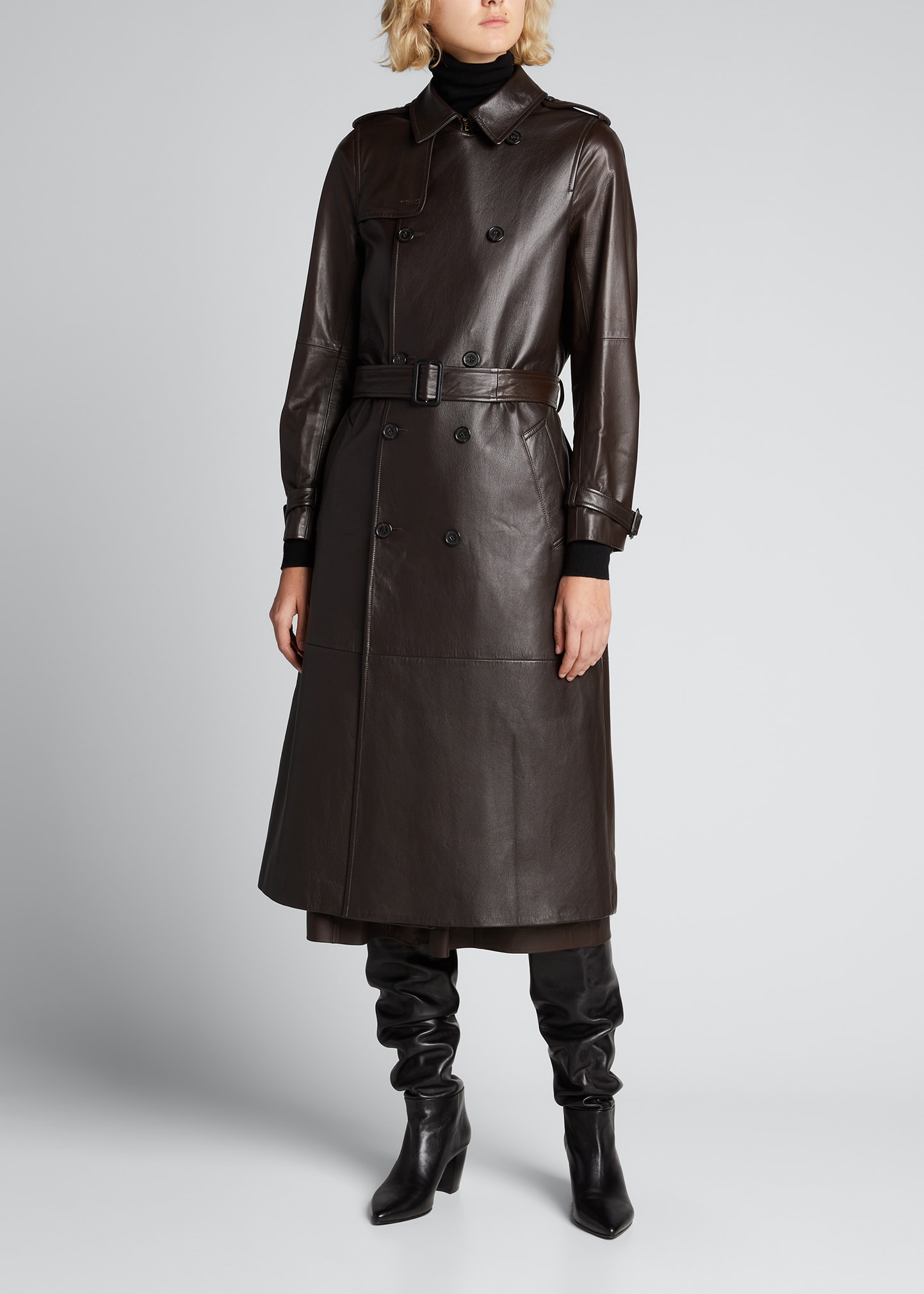 Nili Lotan Alexander Belted Leather Trench Coat - Bergdorf Goodman