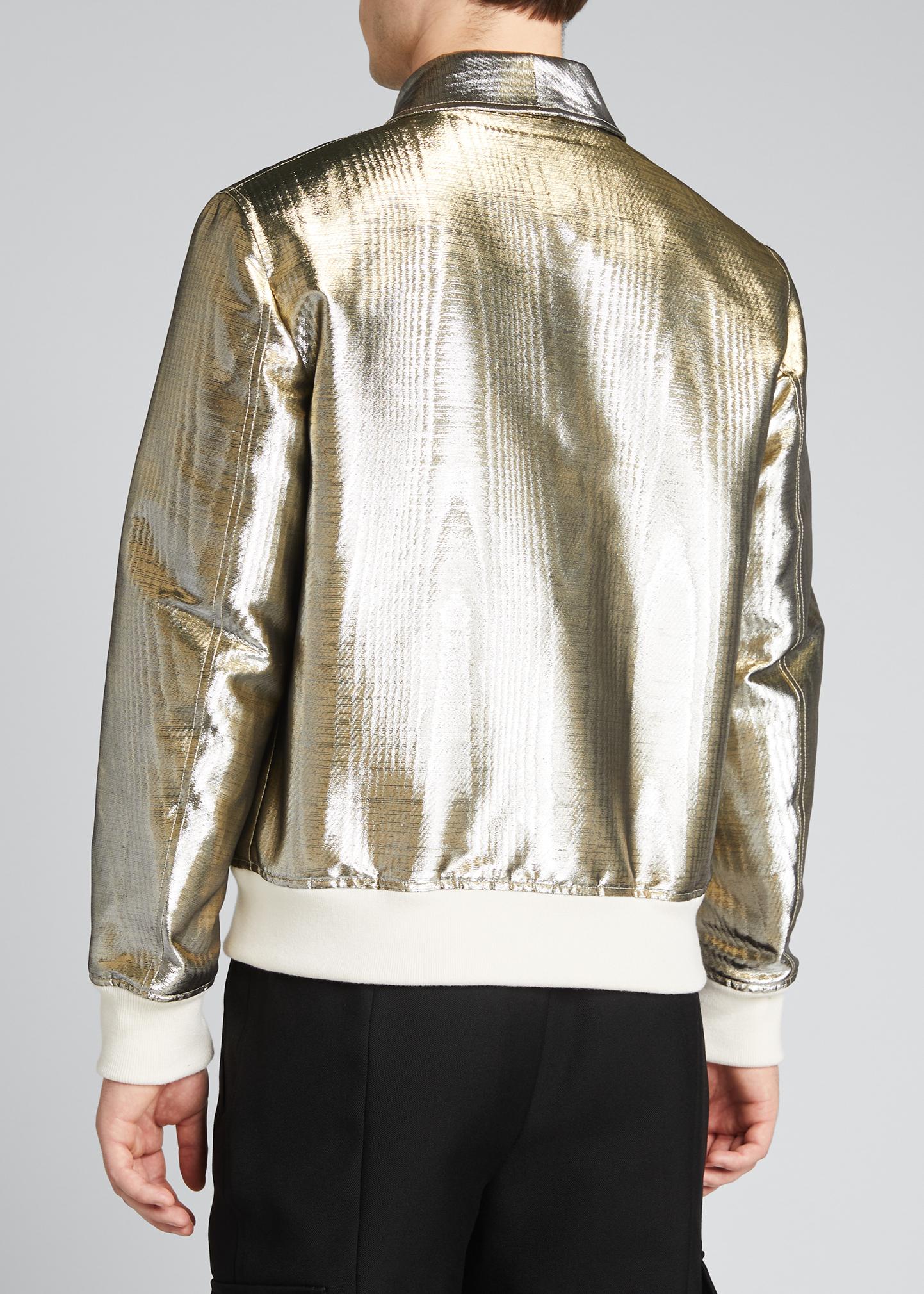 Alexander McQueen Men's Laminated Metallic Blouson Jacket