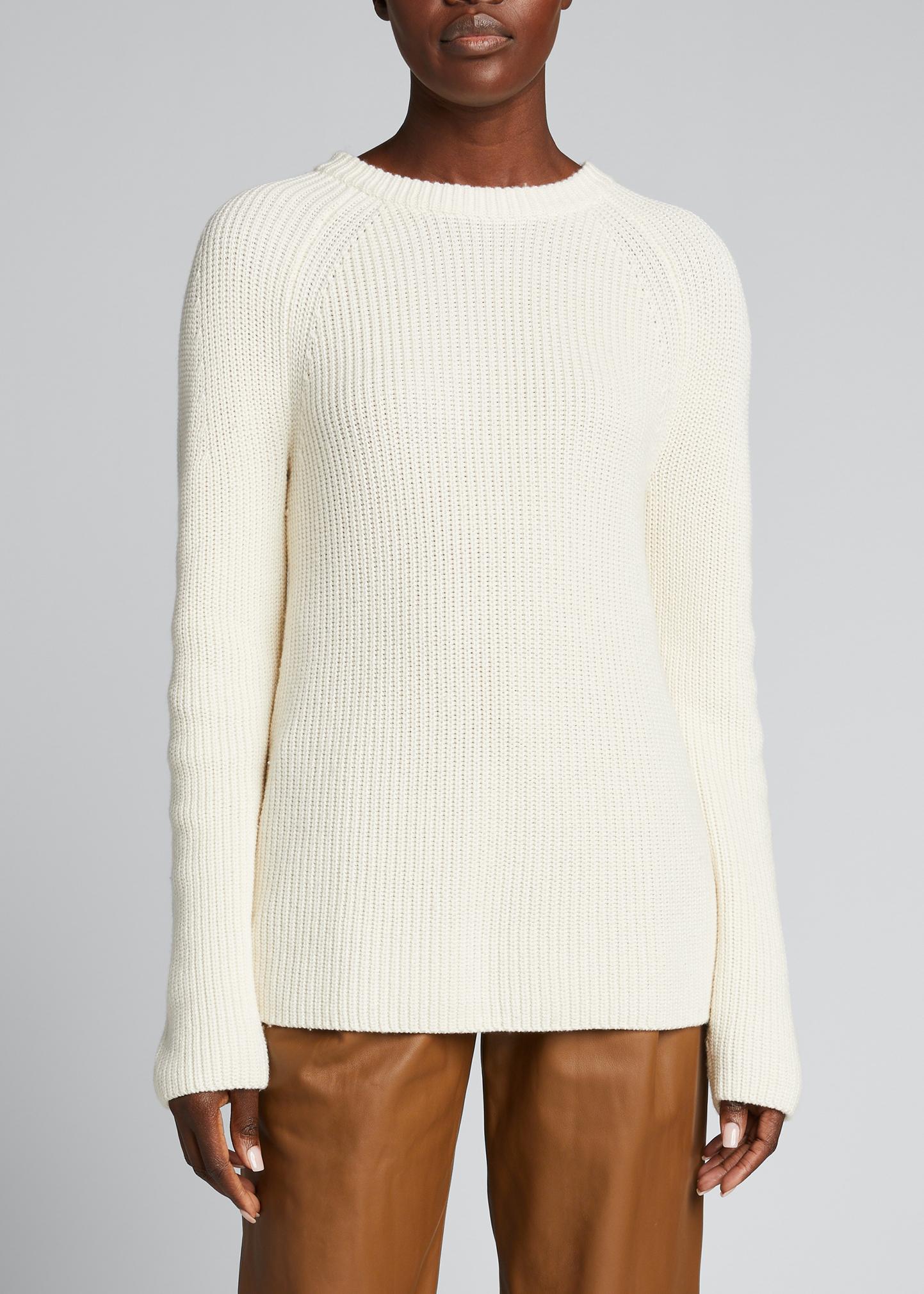 Vince Ribbed Raglan-Sleeve Crewneck Sweater