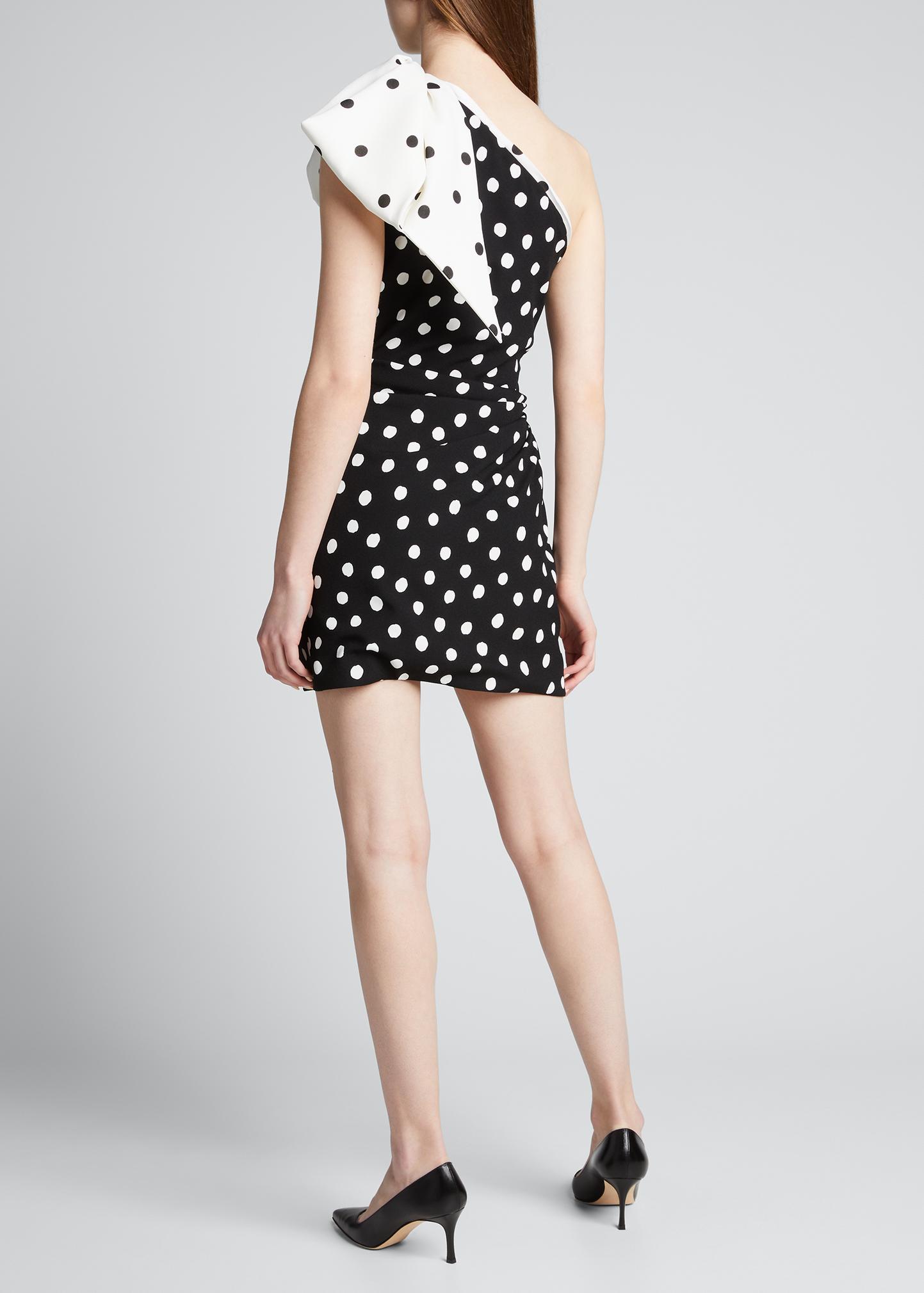 ☆herlipto☆Polka-Dot Open Shoulder Dress Saint Laurent Polka-Dot 