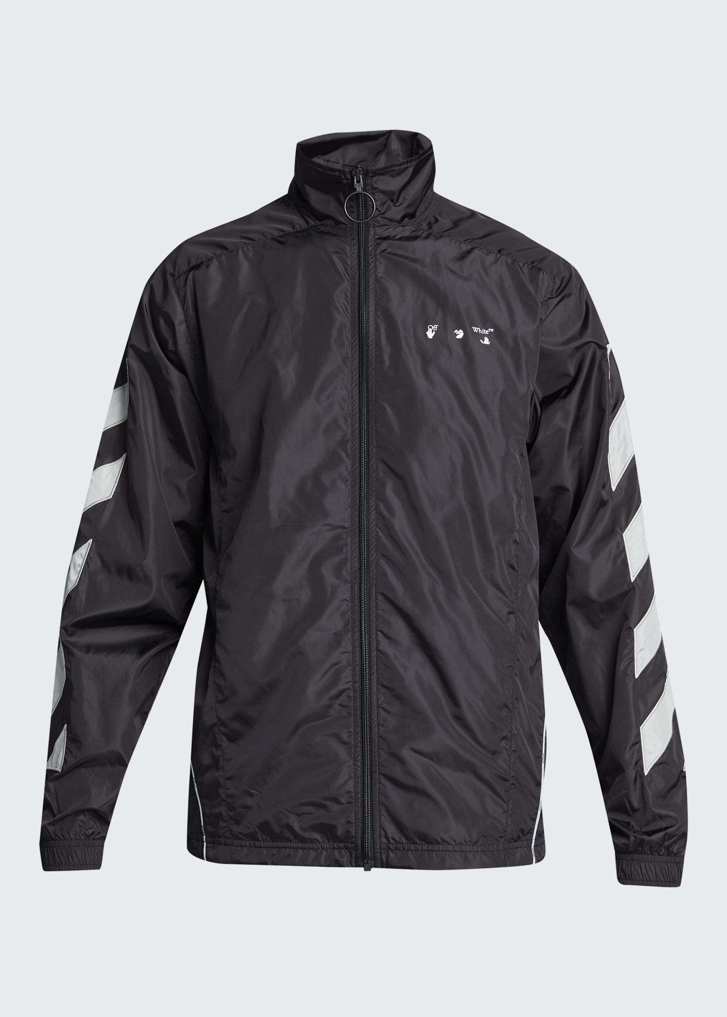 Off-White Men's Diagonal-Stripe Nylon Track Jacket - Bergdorf Goodman