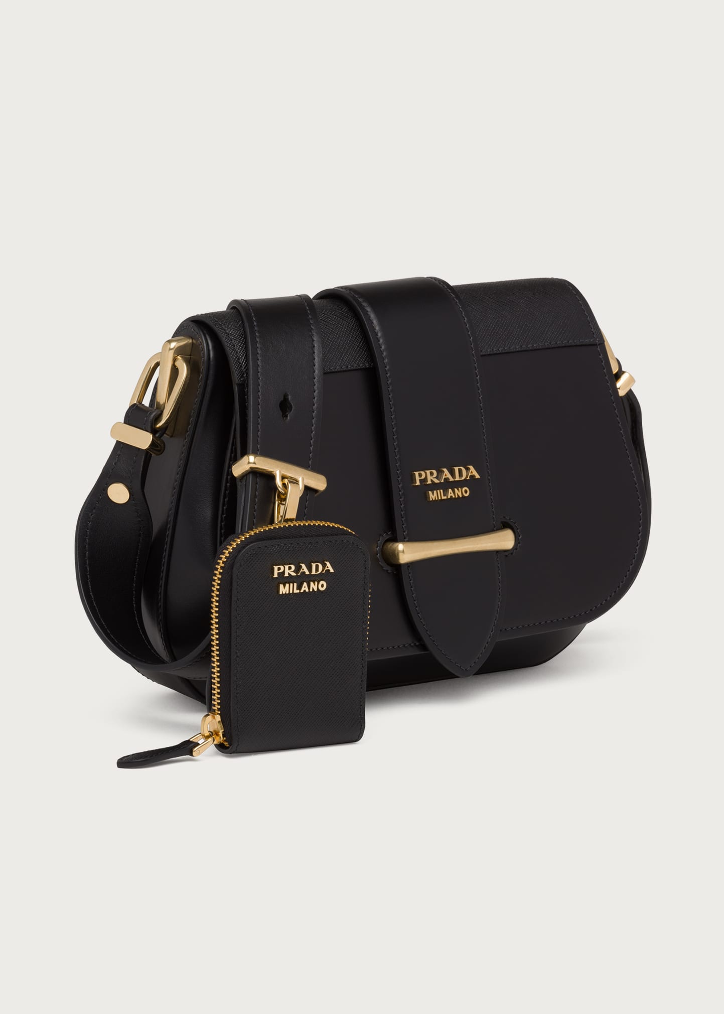 Prada City Calf Leather Crossbody Bag with Zip Pouch - Bergdorf