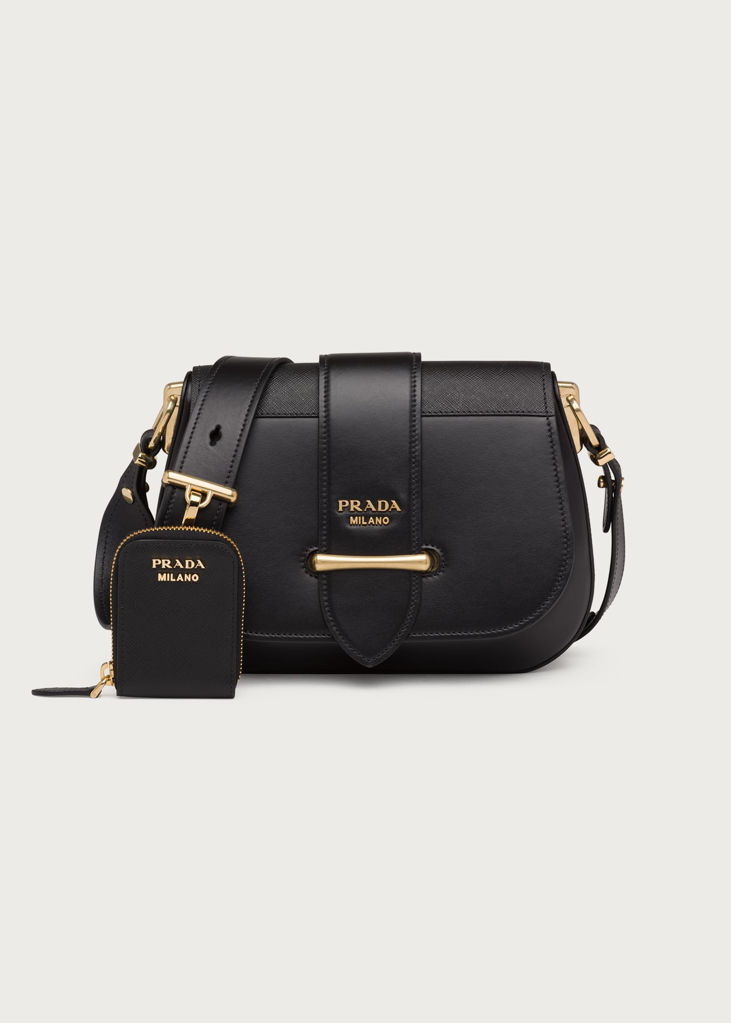 Prada City Calf Leather Crossbody Bag with Zip Pouch - Bergdorf