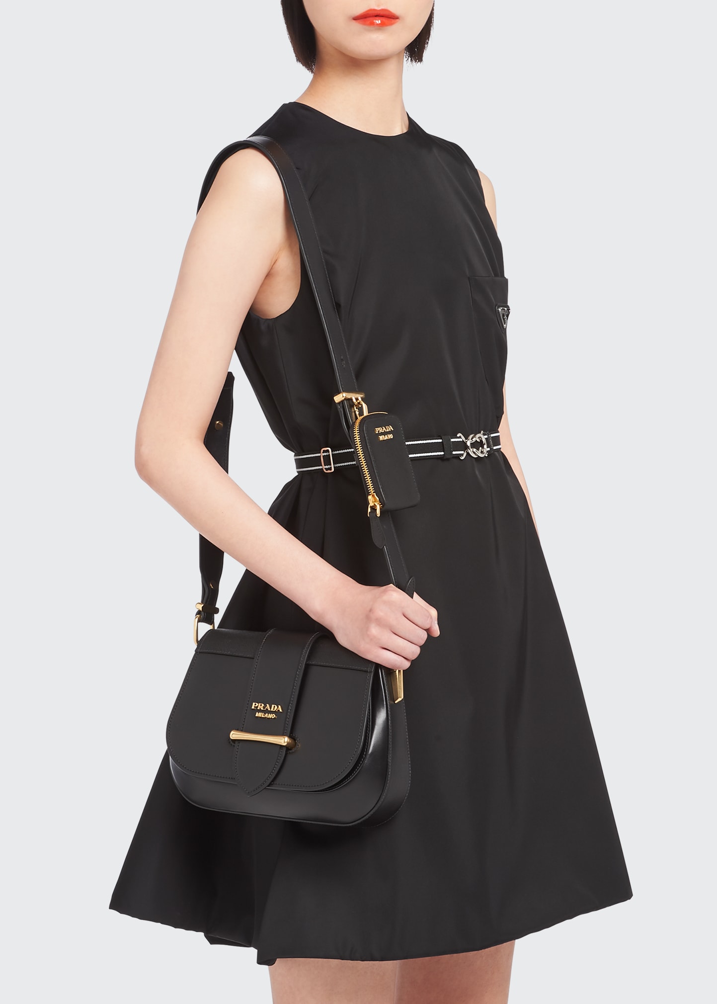 Prada City Calf Leather Crossbody Bag with Zip Pouch - Bergdorf