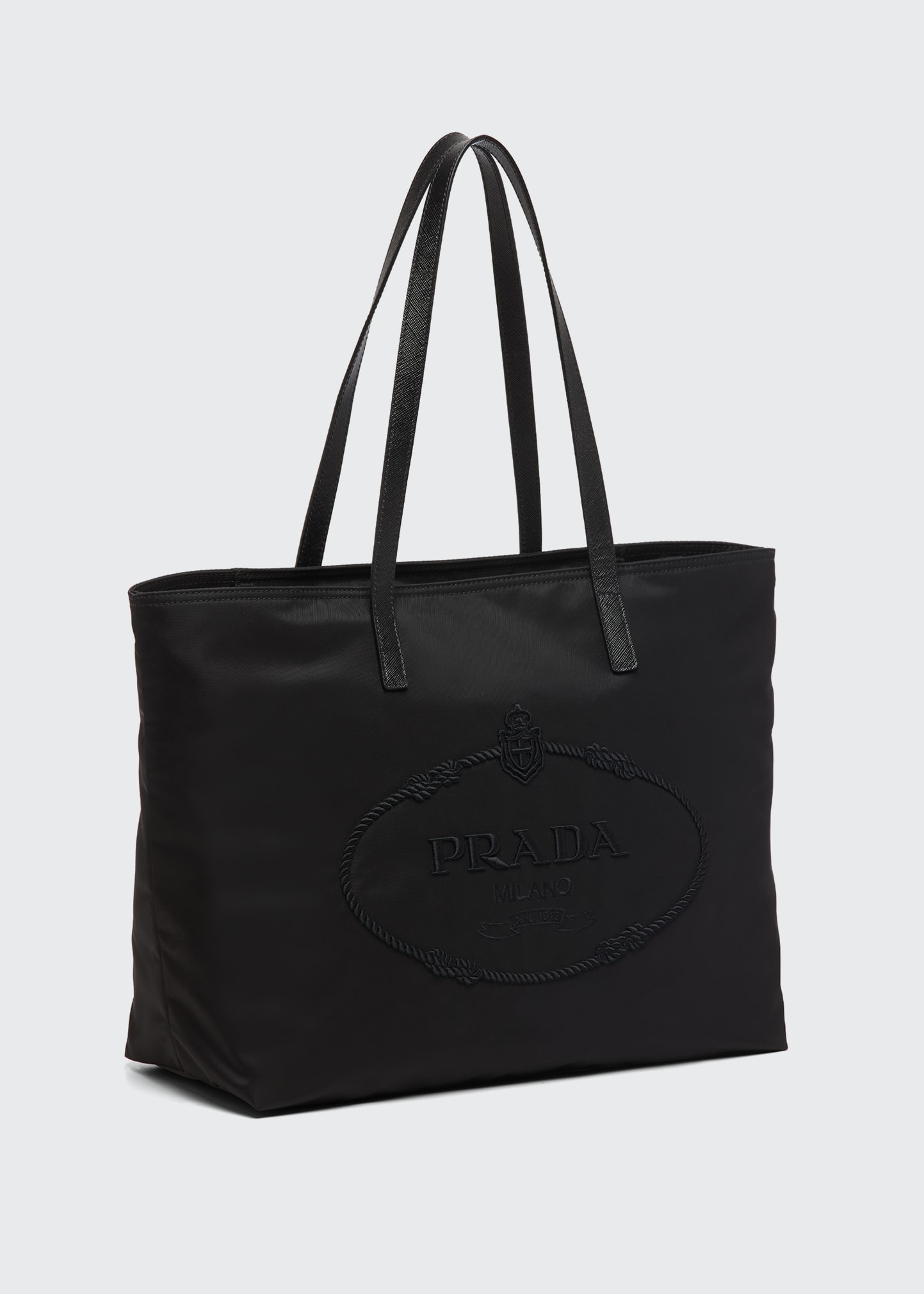 Prada Nylon Embroidered Logo Tote Bag - Bergdorf Goodman