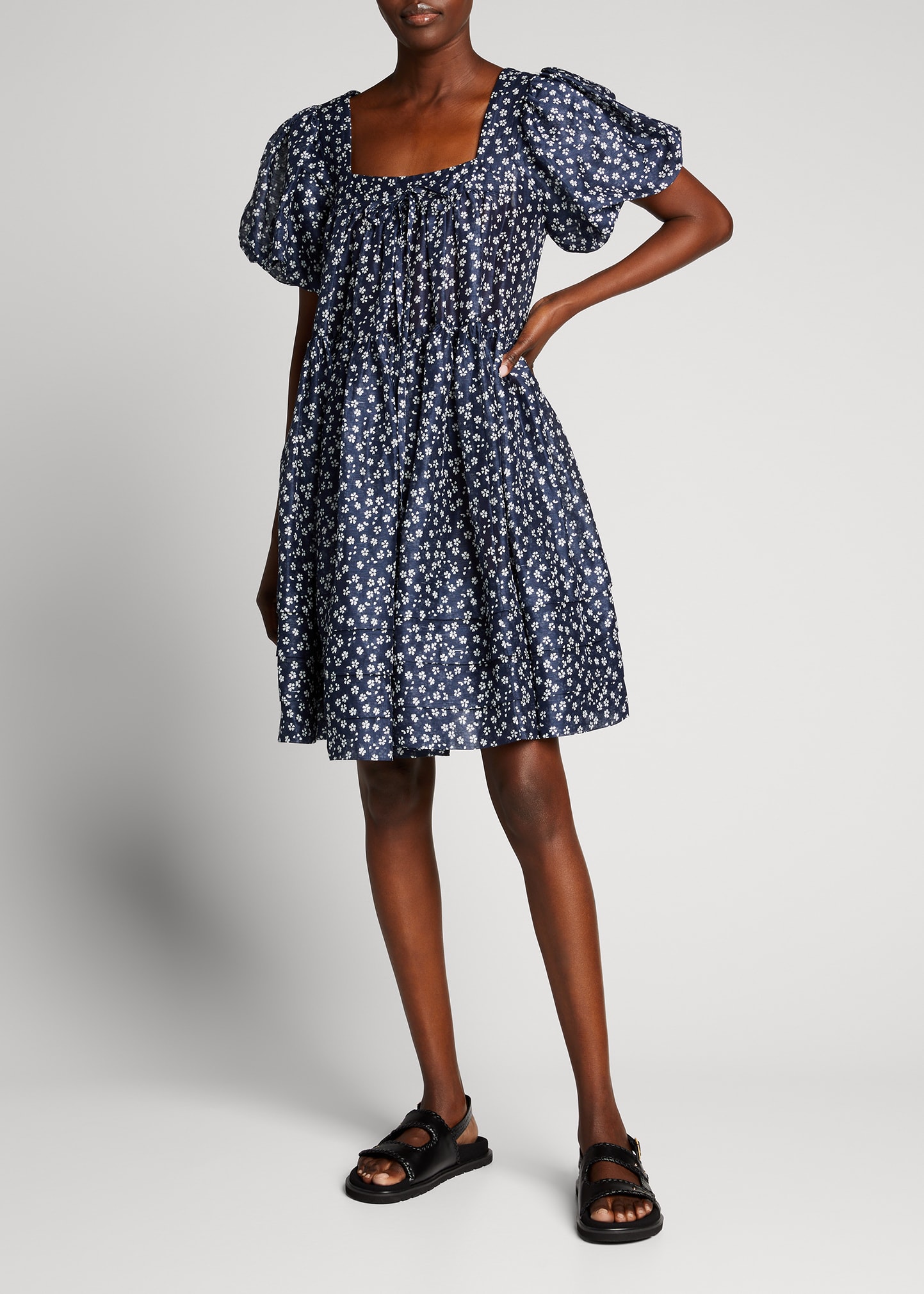 Lee Mathews Constance Puff Sleeve Mini Dress