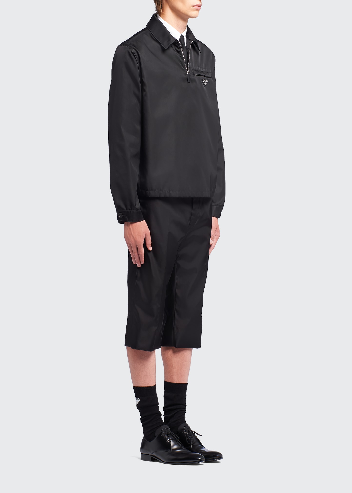 Prada Men's Re-Nylon Quarter-Zip Pullover Jacket - Bergdorf Goodman