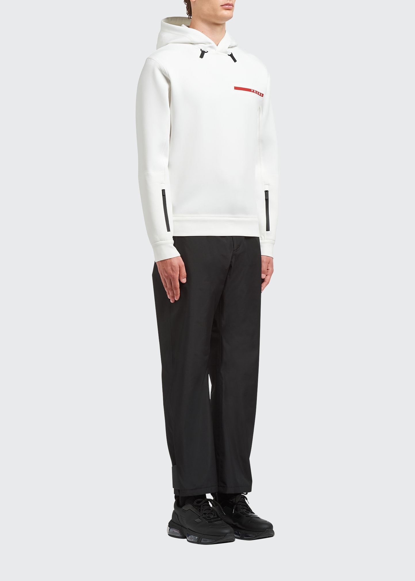 Prada Men's Linea Rossa Technical Jersey Pullover Hoodie