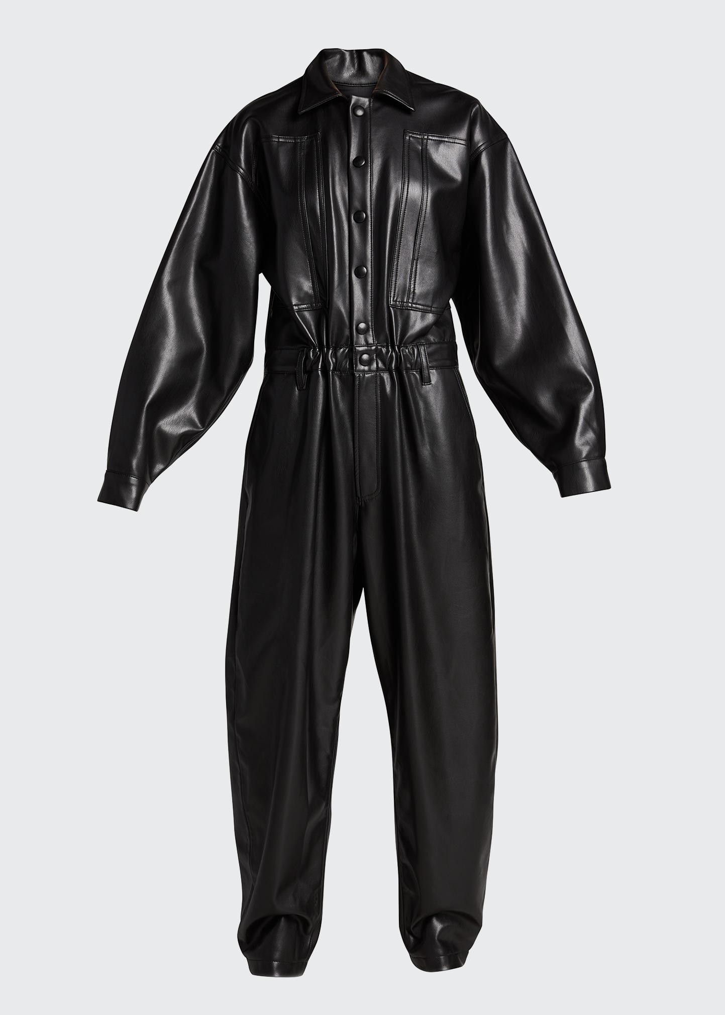 AGOLDE Vegan Leather 80s Jumpsuit - Bergdorf Goodman