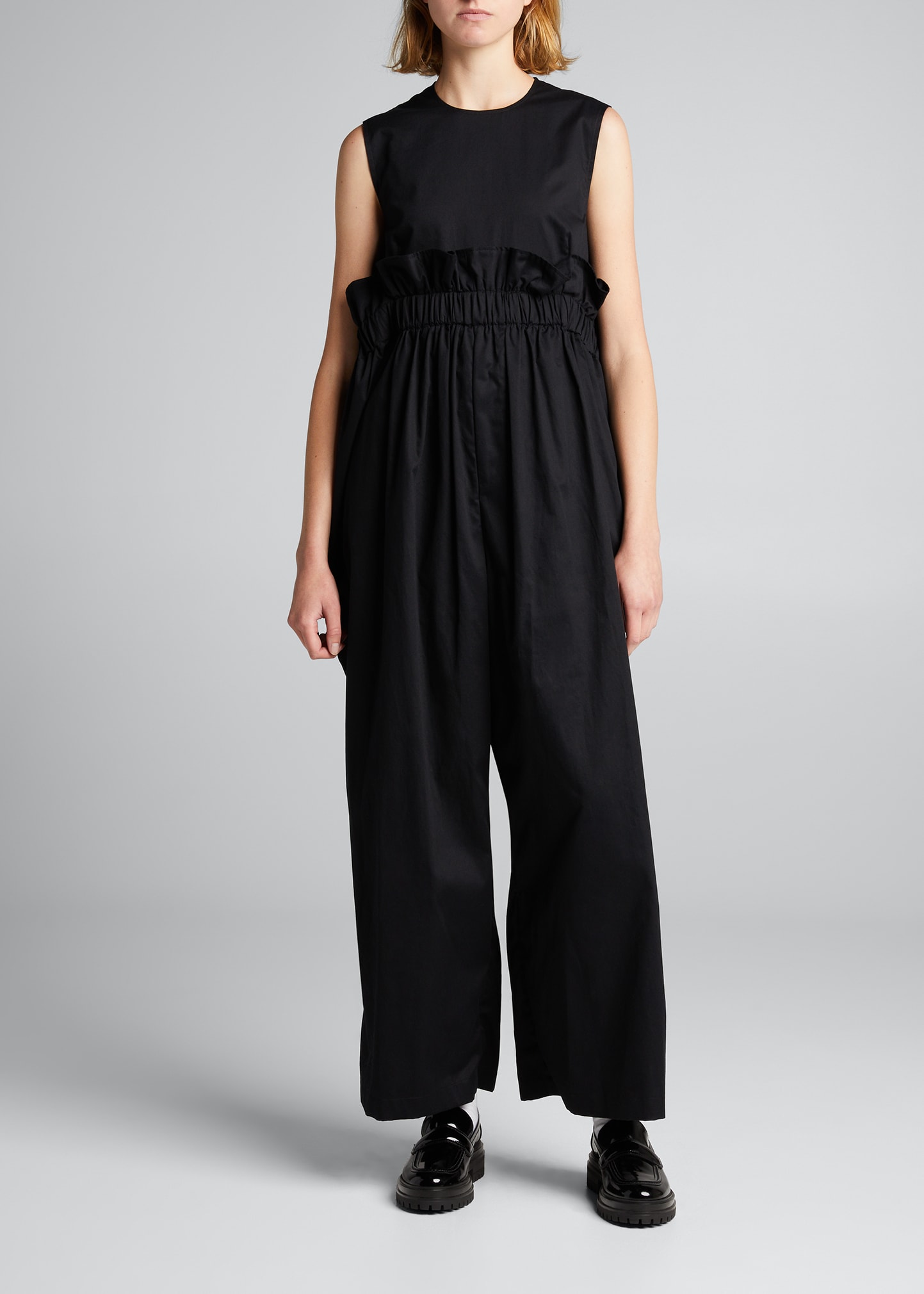 Noir Kei Ninomiya Ruffle-Trim Cotton Jumpsuit - Bergdorf Goodman