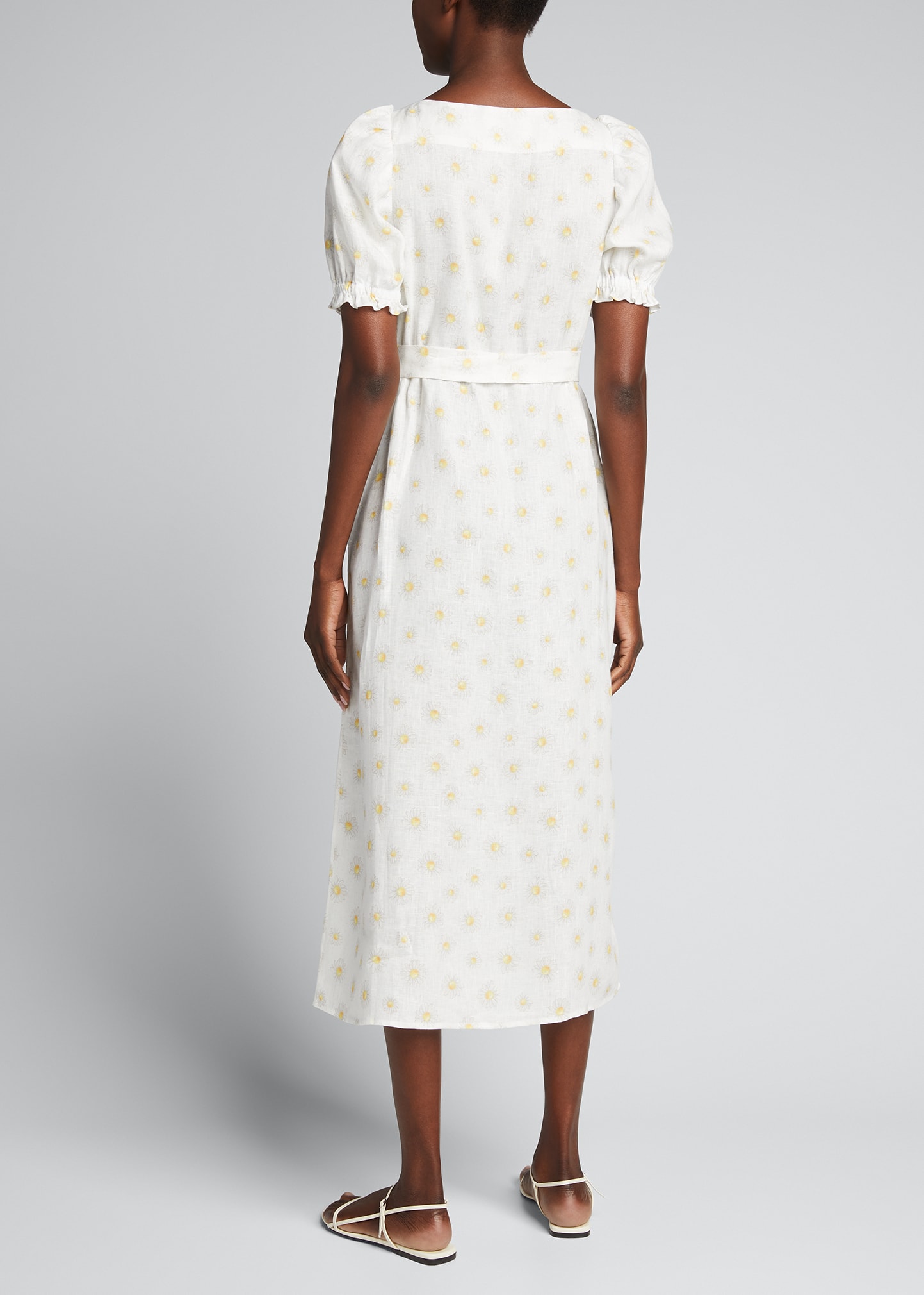 sleeper brigitte linen midi dress Sleeper Brigitte Floral-Print Midi Linen Dress