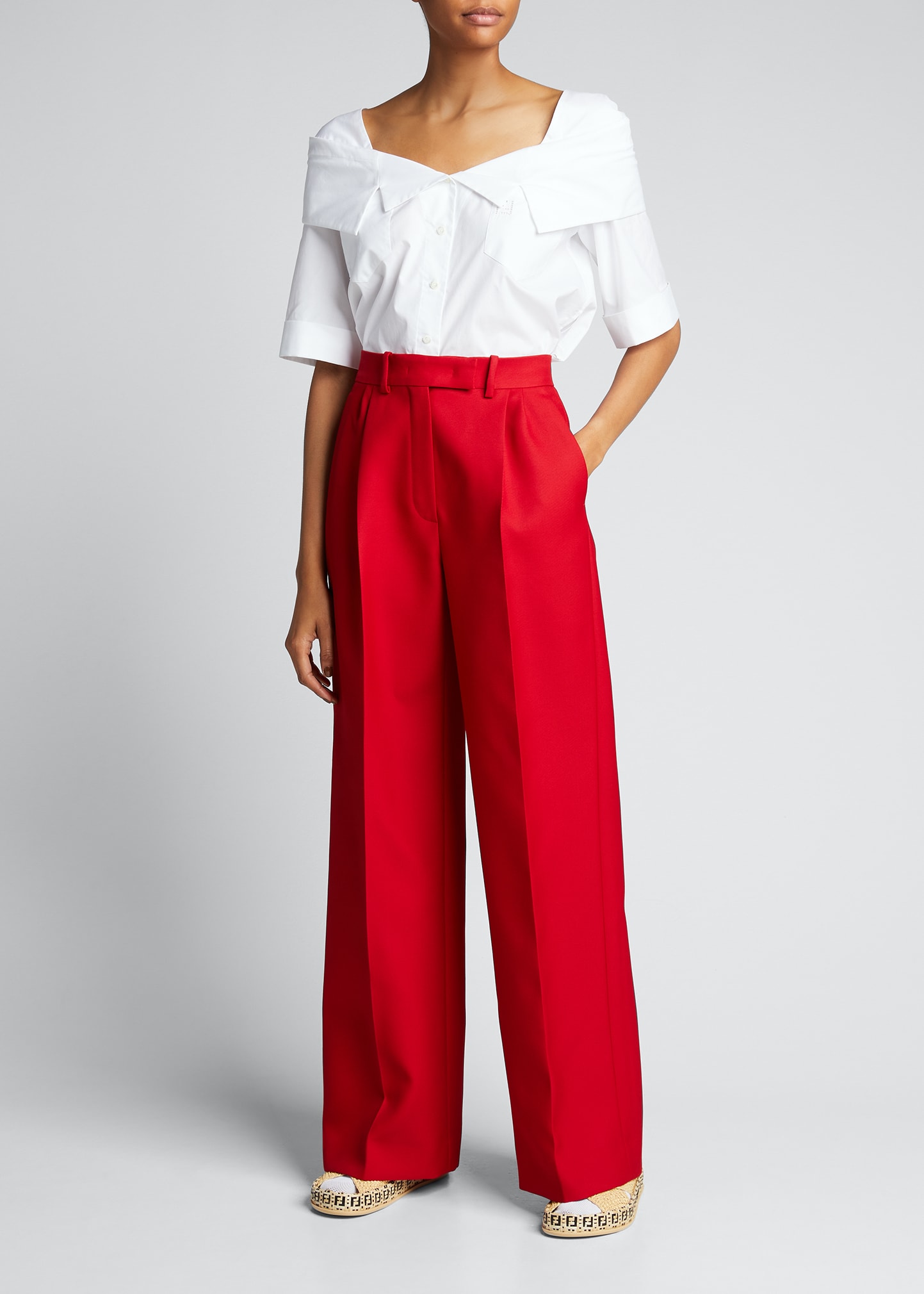 Fendi Wide-Leg Wool-Blend Trousers