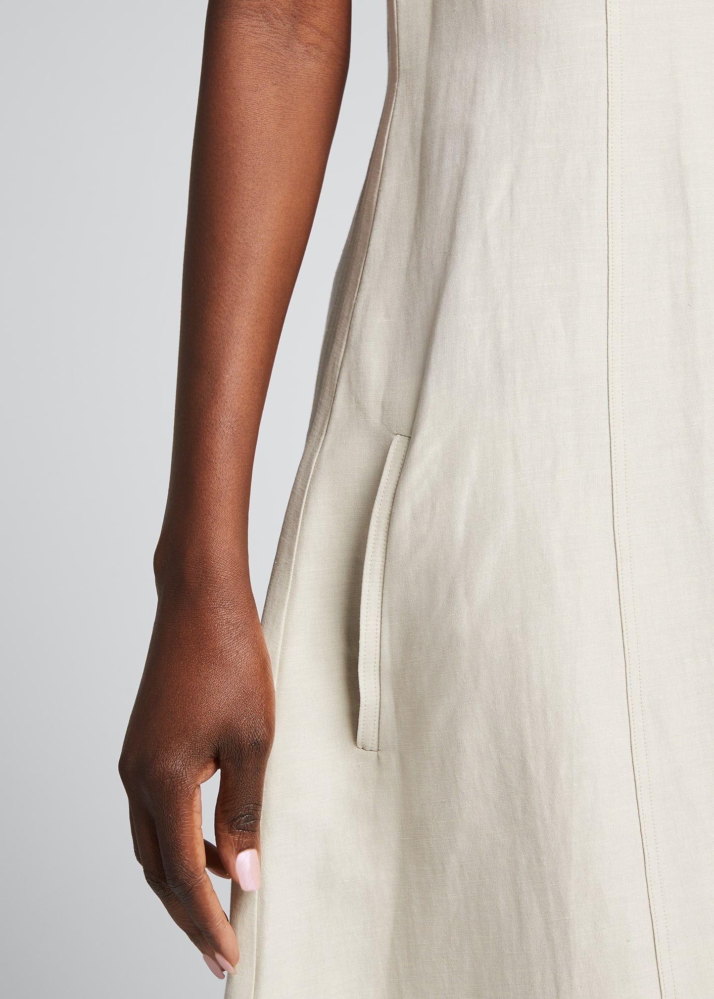 Toteme Solid Stretch Linen A-Line Midi Dress - Bergdorf Goodman
