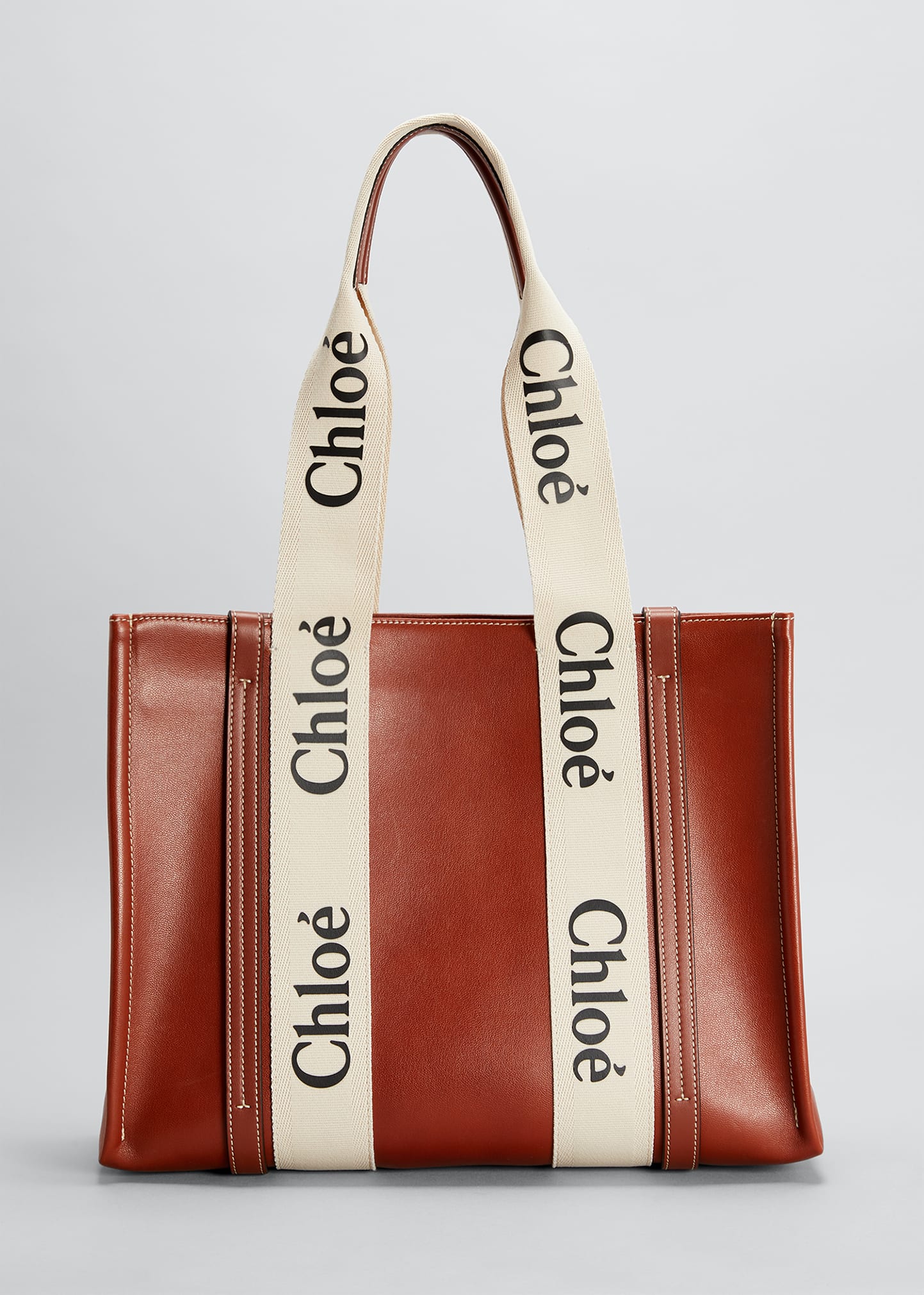 Chloe Woody Medium Logo Canvas/Leather Tote Bag Bergdorf Goodman