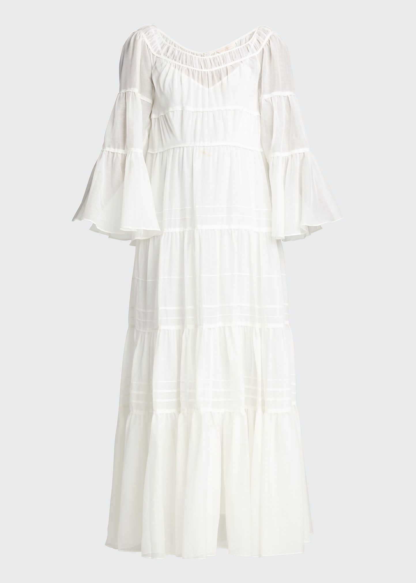 rebecca taylor ruched tiered dress Ruched Mesh Maxi Dress Walnut / 14