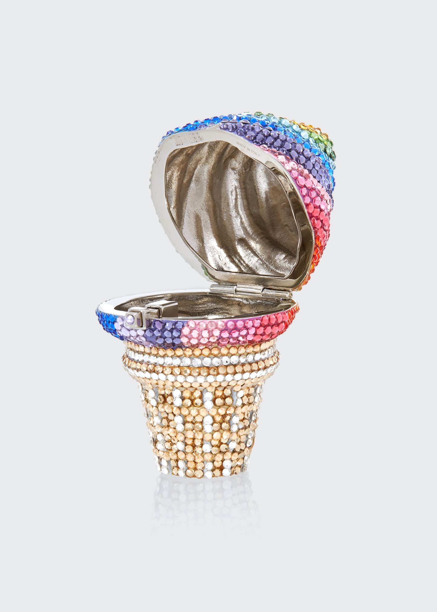 Judith Leiber Couture Rainbow Ice Cream Cone Crystal Pillbox