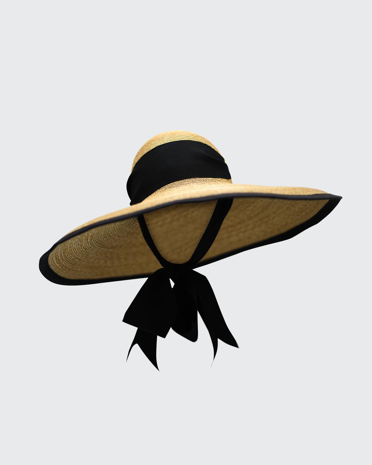 Kokin New York Brown Tan Wide Brim Woven Straw Sun Hat Shiny Hat 56cm, 22\